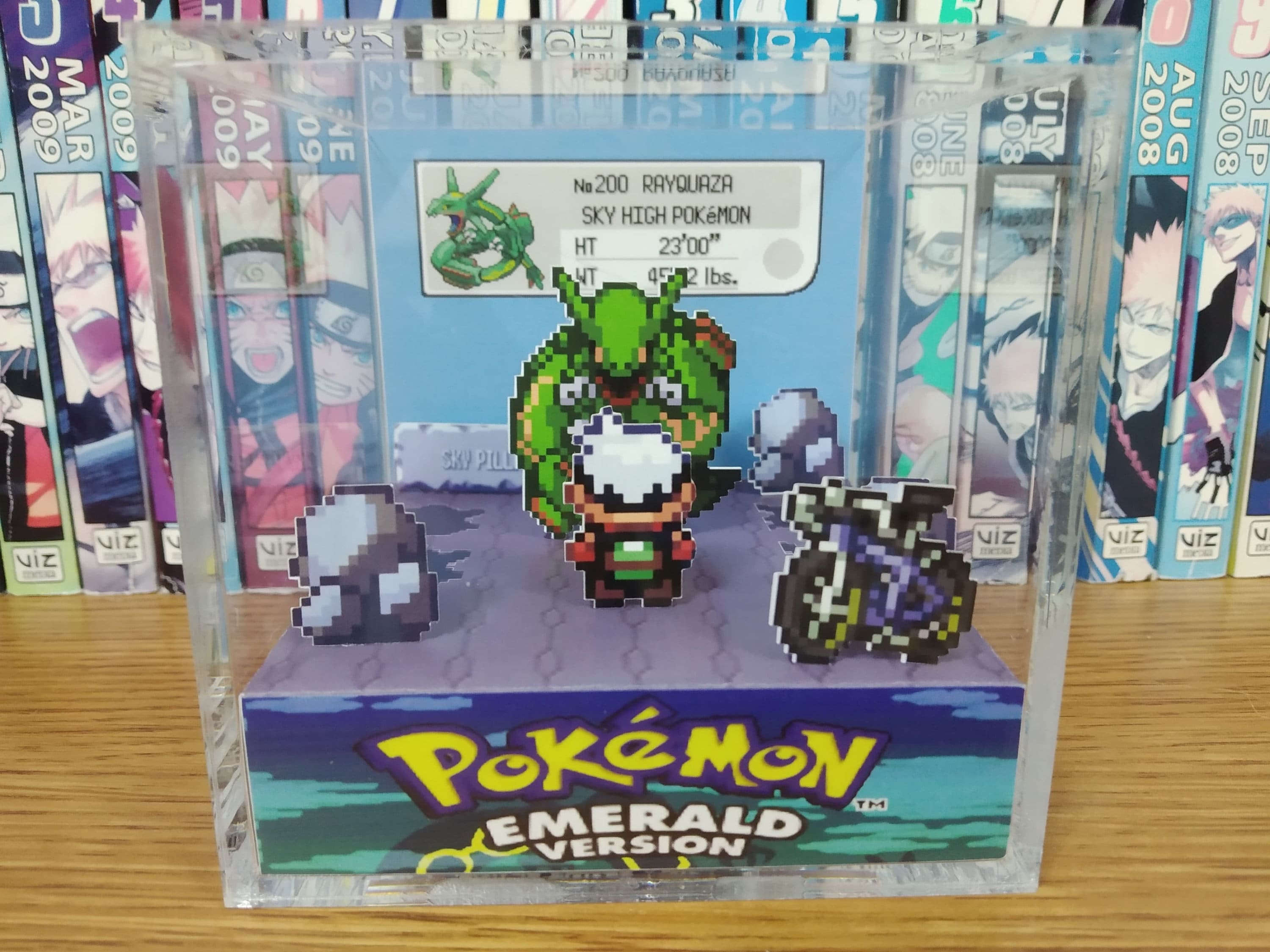 Rayquaza Sky Pillar (Emerald) - Rayquaza Emerald 3D Diorama Cube, Rayquaza Handmade Crystal Diorama Cube, Rayquaza Unique Gift for Gamers