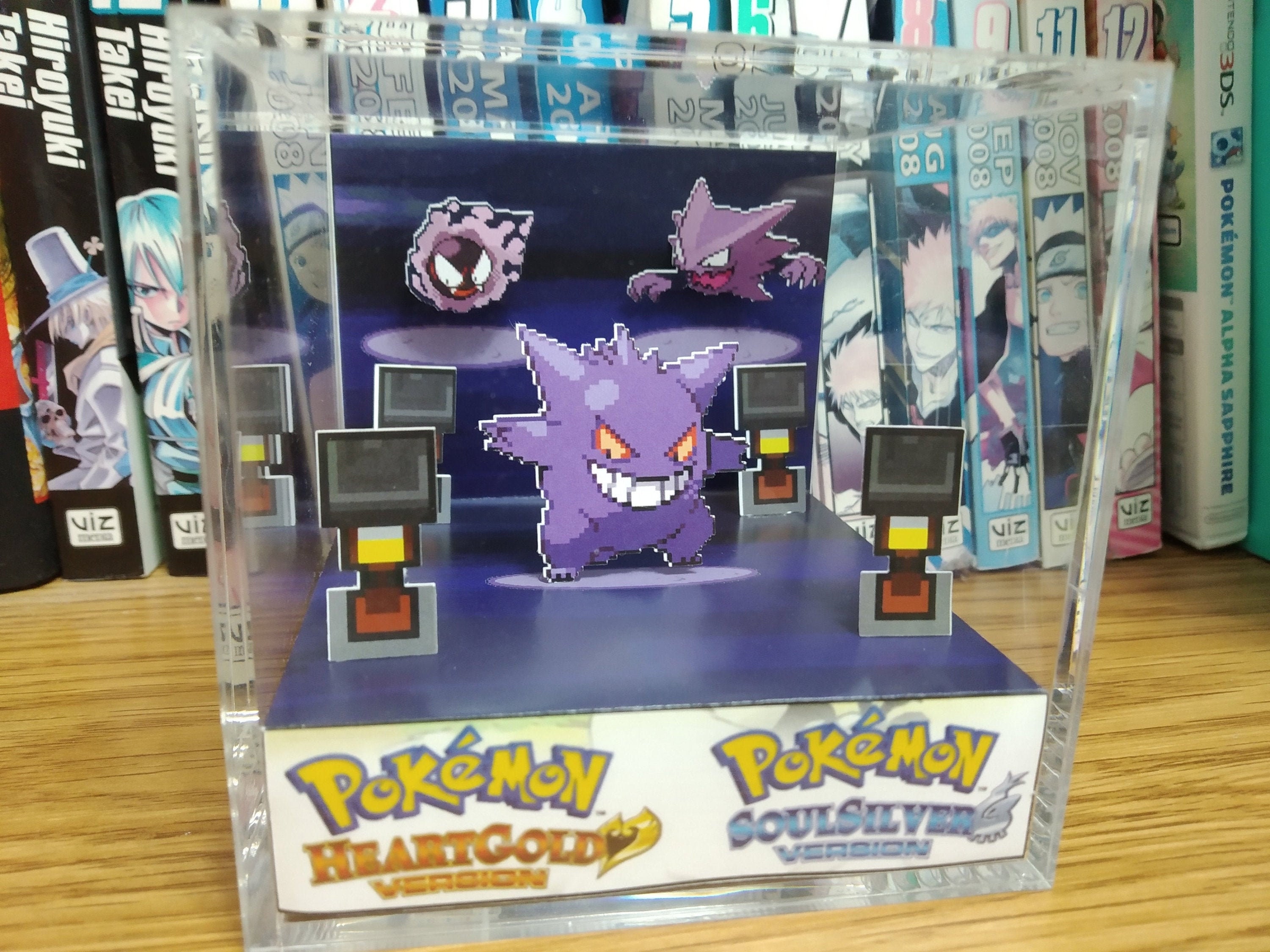 Evolution Gengar (HGSS), Gastly Haunter Gengar 3D Diorama Cube, Gengar Handmade Crystal Diorama Cube, Gengar Unique Gift for Gamers