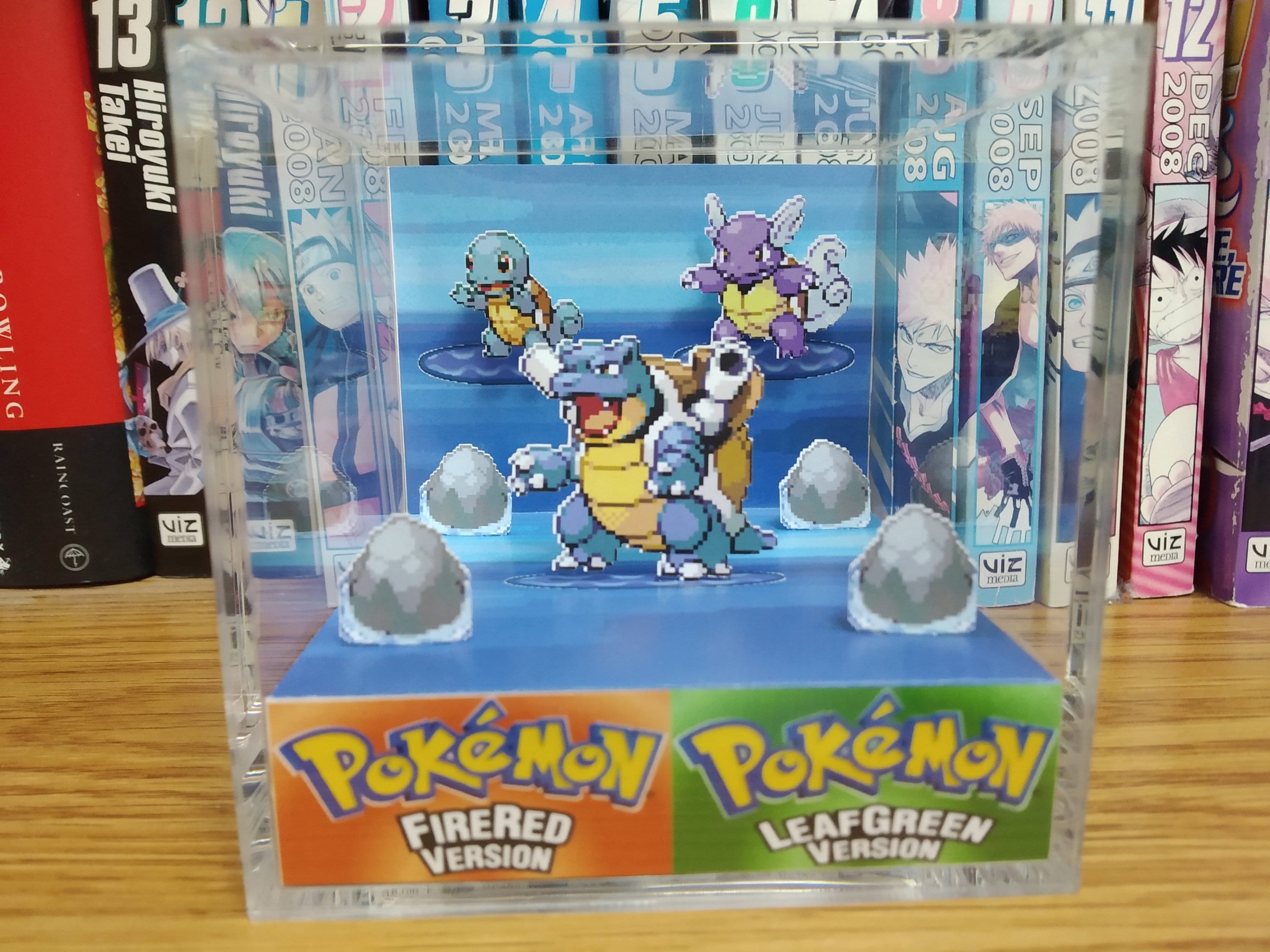 Evolution Blastoise (FRLG), Pokémon 3D Diorama Cube, Handmade Crystal Pokémon Diorama Cube, Unique Gift for Gamers