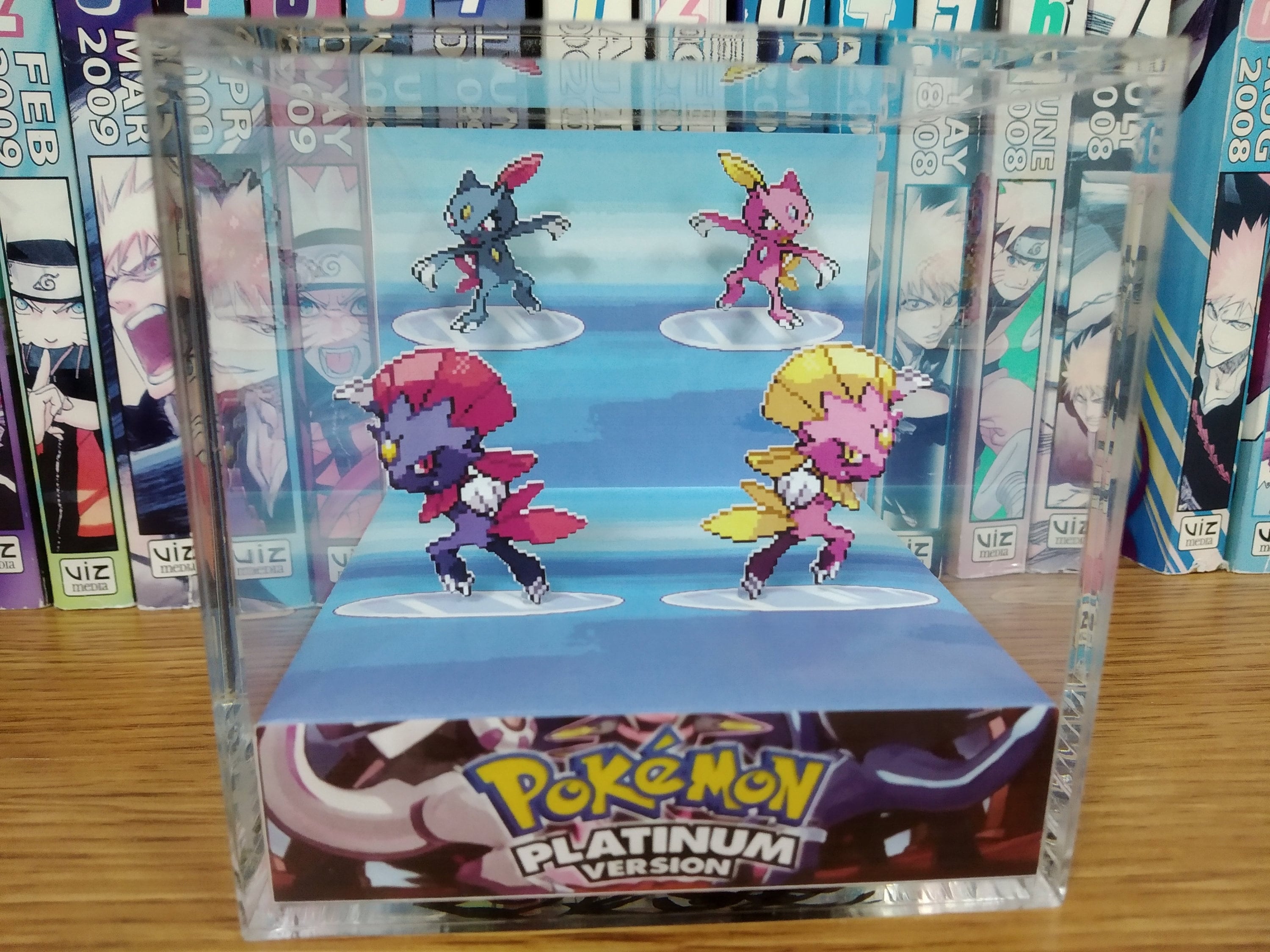 Evolution Weavile (Platinum), Sneasel Weavile 3D Diorama Cube, Weavile Handmade Crystal Diorama Cube, Unique Gift for Gamers