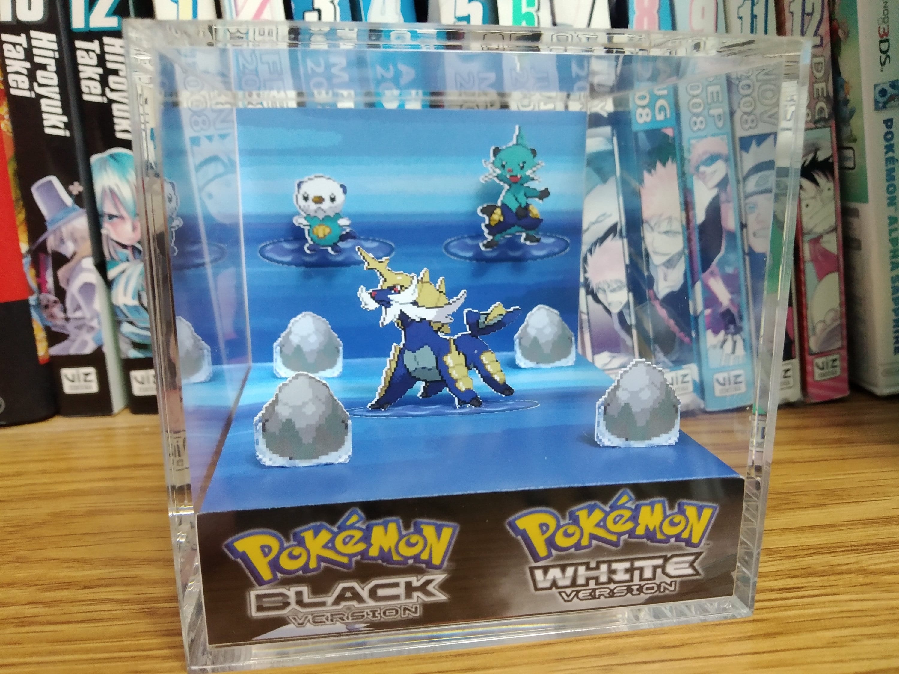 Evolution Samurott (BW), Oshawott Dewott Samurott 3D Diorama Cube, Samurott Handmade Crystal Diorama Cube, Unique Gift for Gamers