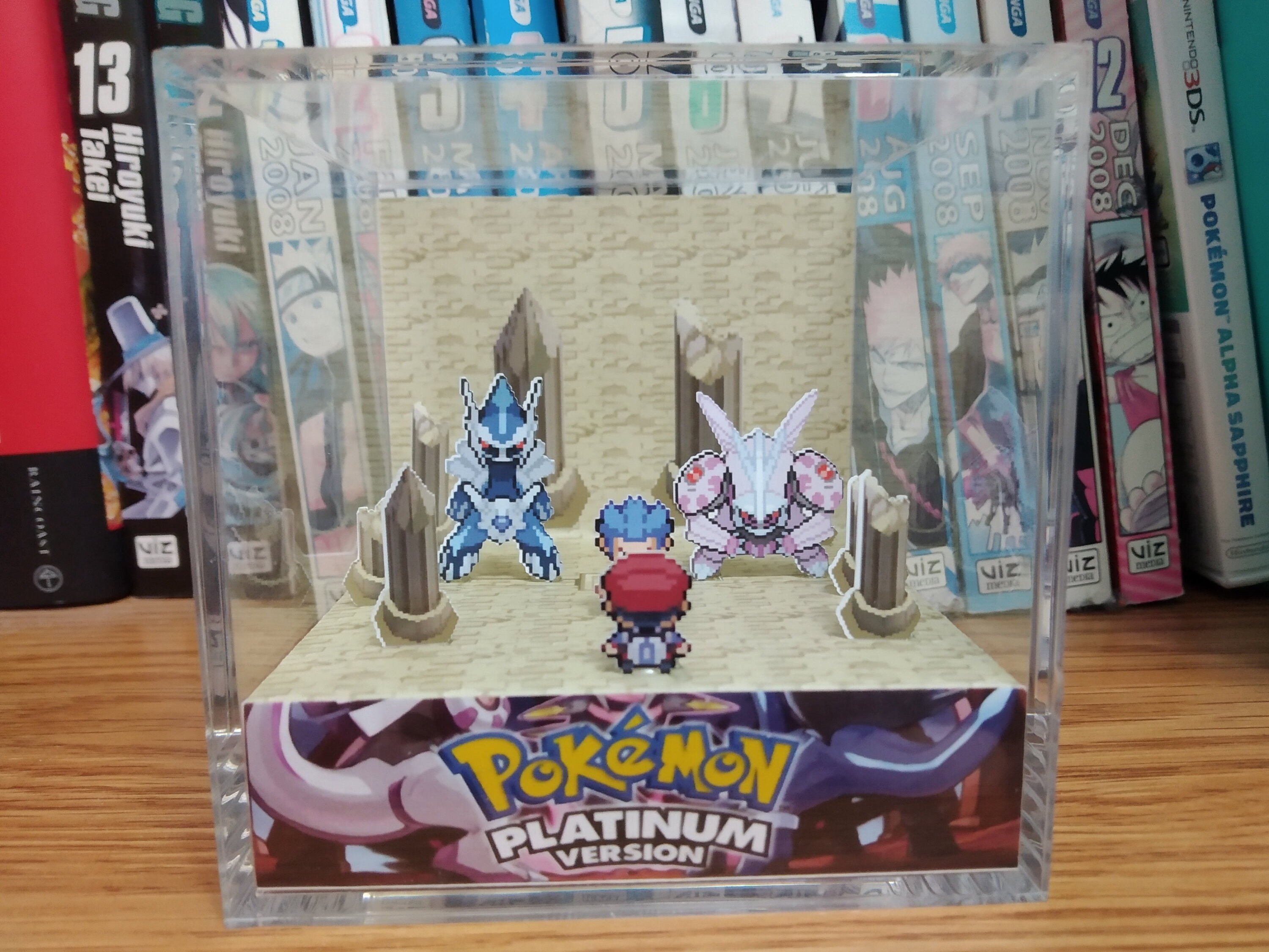 Dialga Palkia (Spear Pillar), Dialga Palkia 3D Diorama Cube, Dialga Palkia Handmade Crystal Diorama Cube, Legendary Unique Gift for Gamers