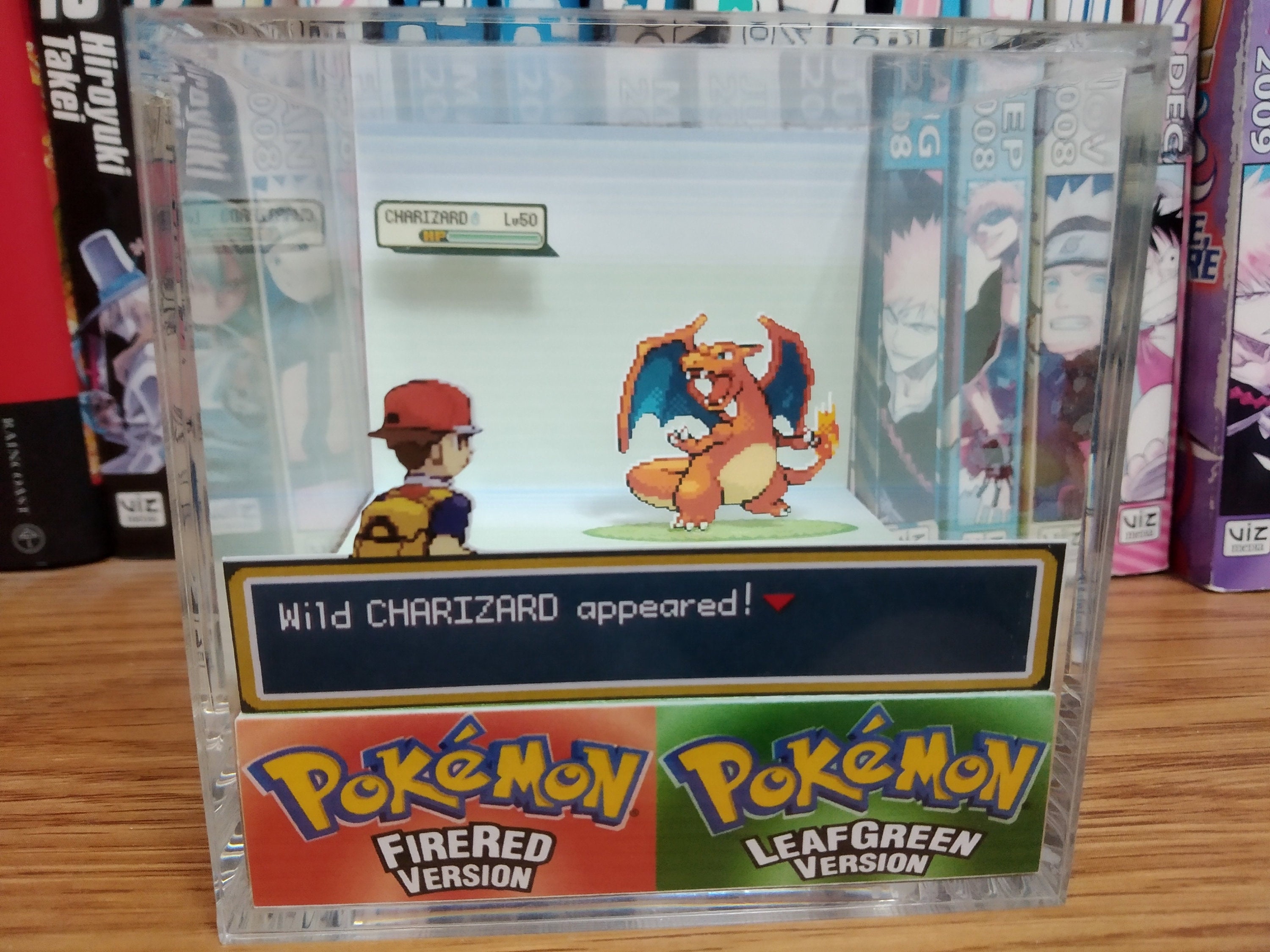 Charizard Encounter, Charizard 3D Diorama Cube, Charizard Handmade Crystal Diorama Cube, Unique Gift for Gamers