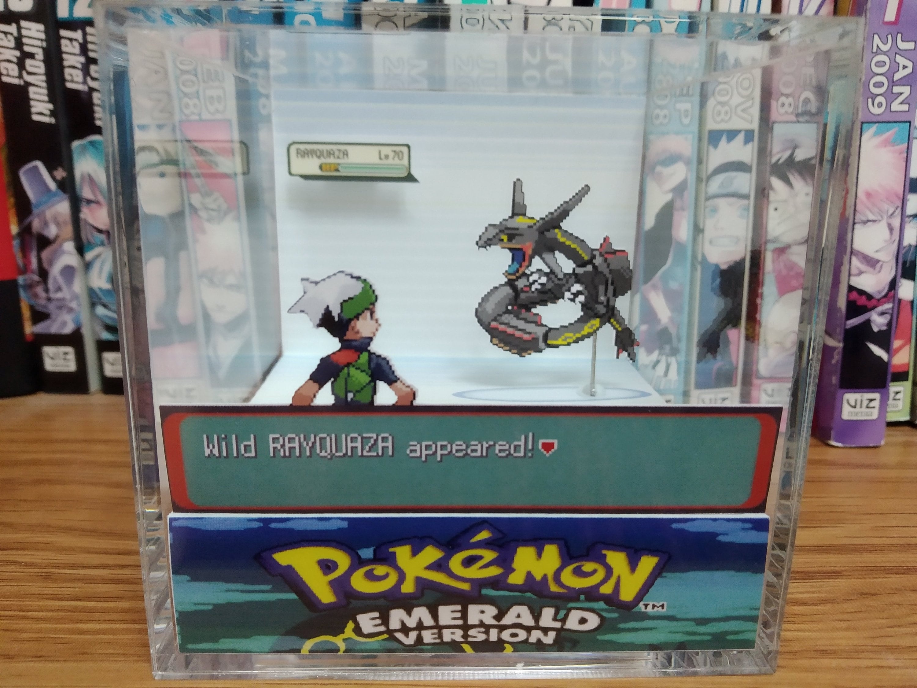 Rayquaza Encounter, Rayquaza 3D Diorama Cube, Rayquaza Handmade Crystal Diorama Cube, Unique Gift for Gamers