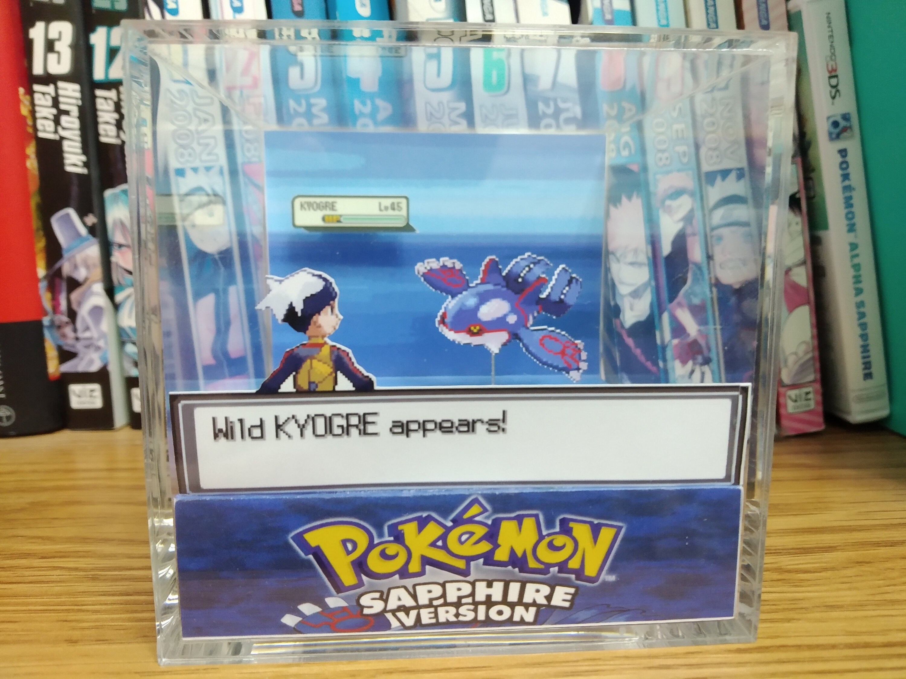 Kyogre Encounter, Kyogre 3D Diorama Cube, Kyogre Handmade Crystal Diorama Cube, Unique Gift for Gamers