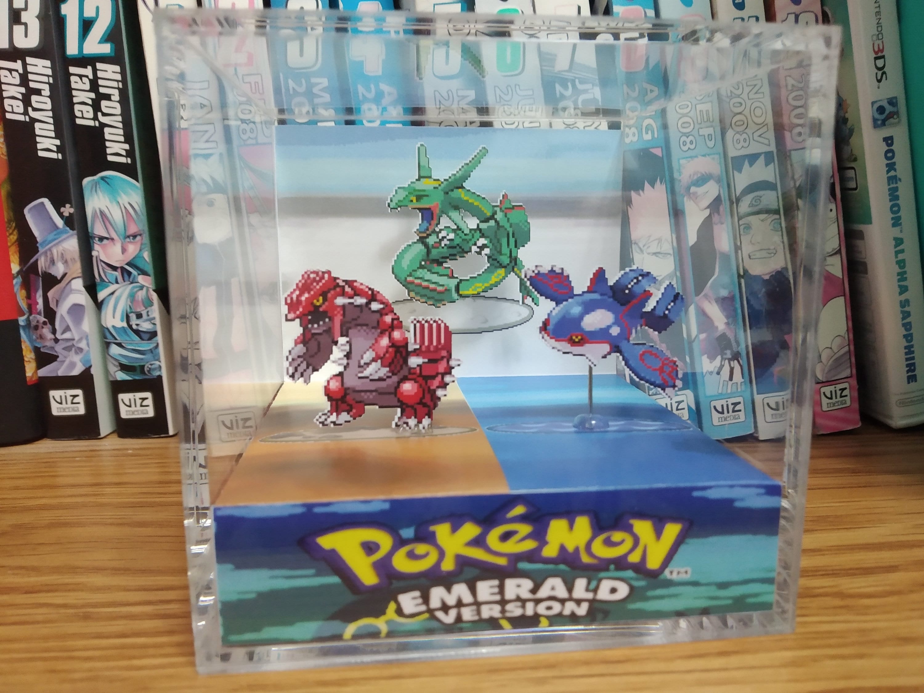 Weather Trio (Rayquaza, Groudon, Kyogre),  Rayquaza, Groudon, Kyogre 3D Diorama Cube, Handmade Crystal Diorama Cube, Unique Gift for Gamers