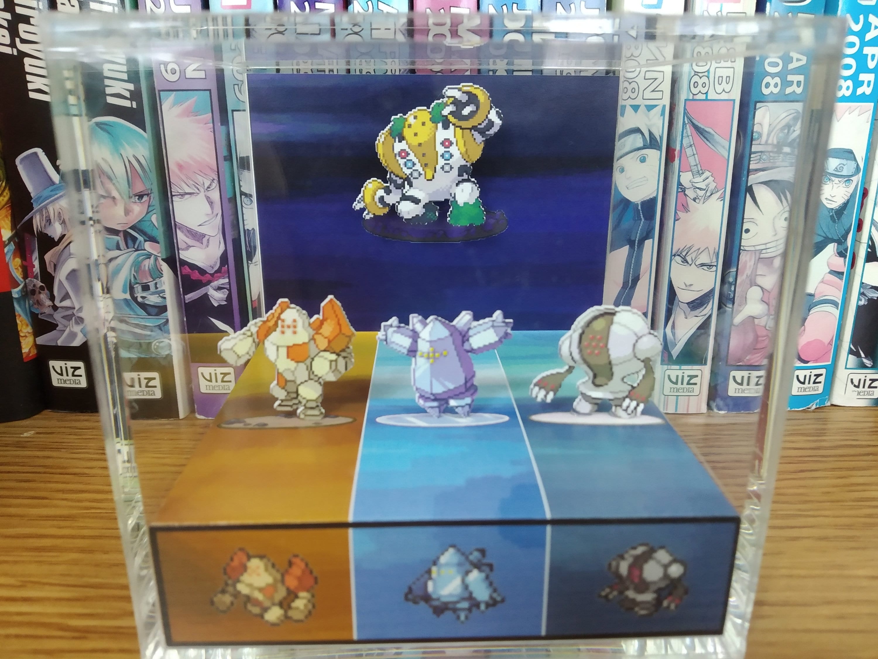 Regigigas, Regirock, Regice, Registeel 3D Diorama Cube, Regirock, Regice, Registeel Handmade Crystal Diorama Cube, Unique Gift for Gamers