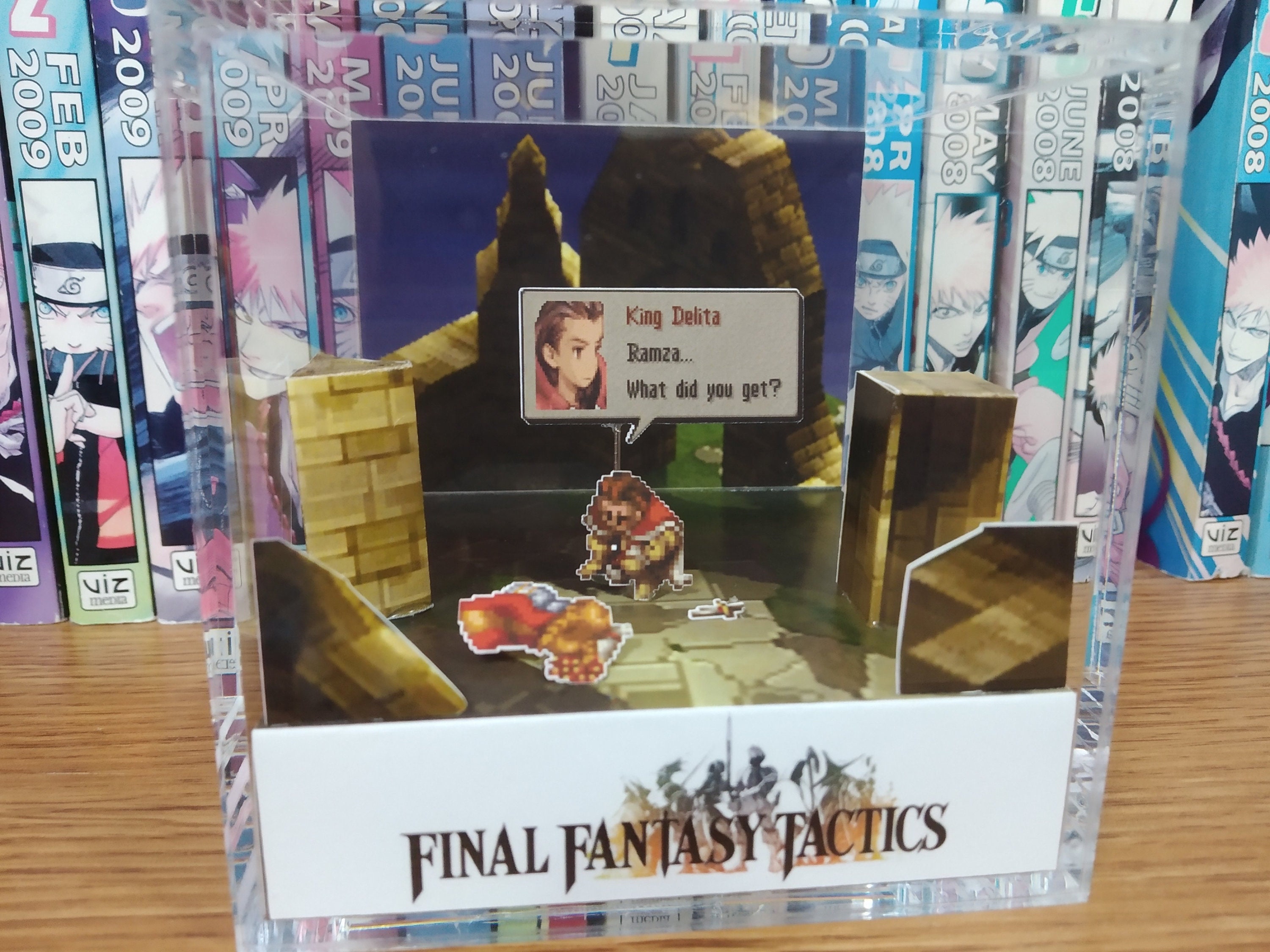 Final Fantasy Diorama - Final Fantasy Tactics, Final Fantasy 3D Diorama Cube, Handmade Crystal Diorama Cube, Unique Gift for Gamers