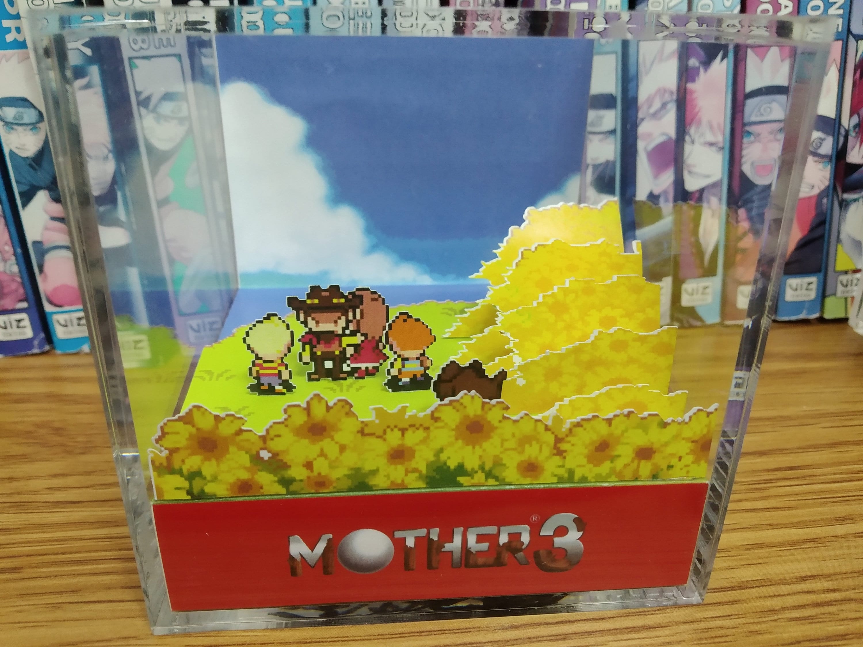 Mother 3 Diorama - Sunflower Fields, 3D Diorama Cube, Handmade Crystal Diorama Cube, Unique Gift for Gamers