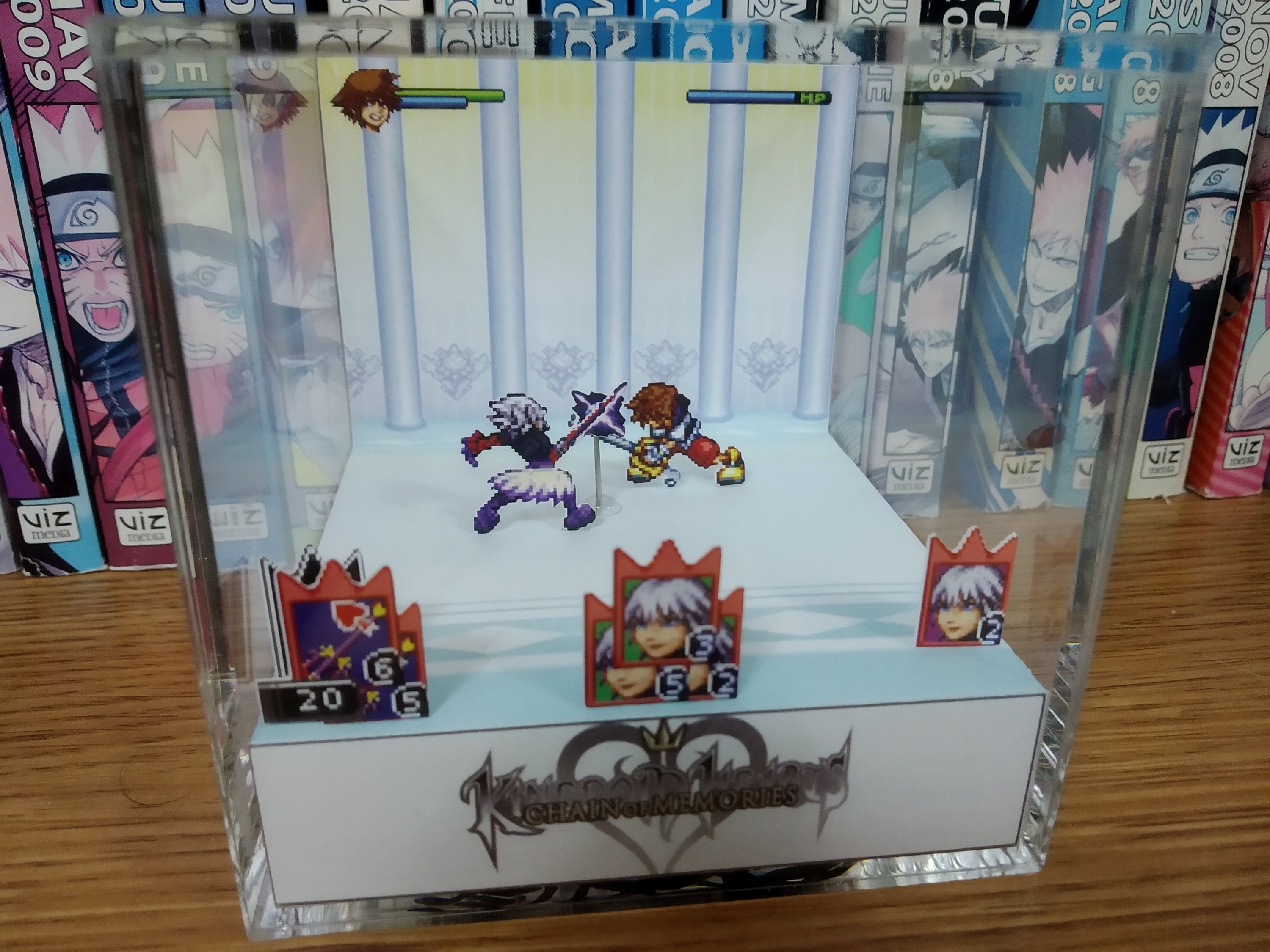 Kingdom Hearts Diorama - Riku vs Sora, Kingdom Hearts 3D Diorama Cube, Handmade Crystal Diorama Cube, Unique Gift for Gamers