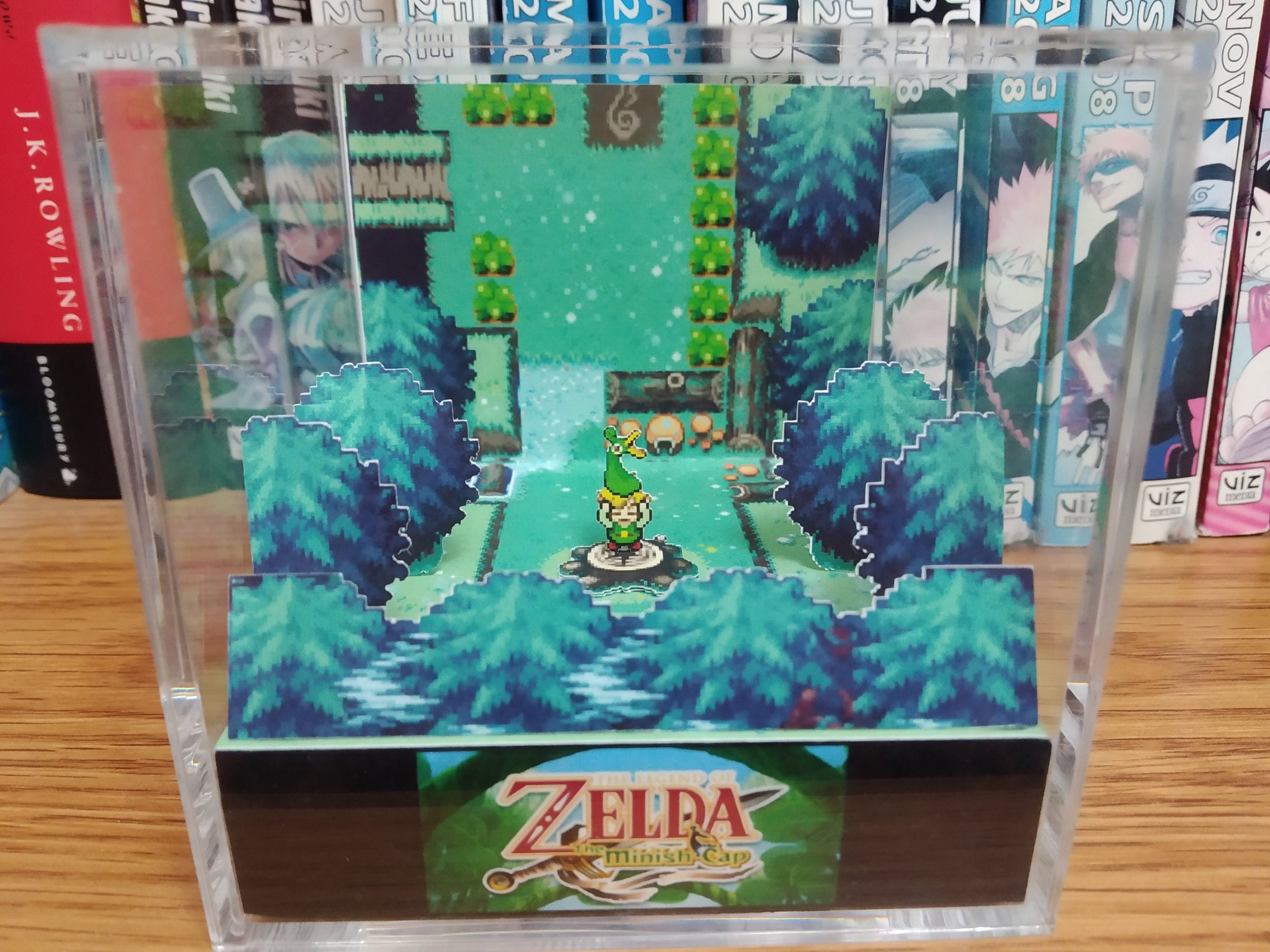 The Legend of Zelda Diorama - The Minish Cap - Link and Cap, Zelda 3D Diorama Cube, Handmade Crystal Diorama Cube, Unique Gift for Gamers