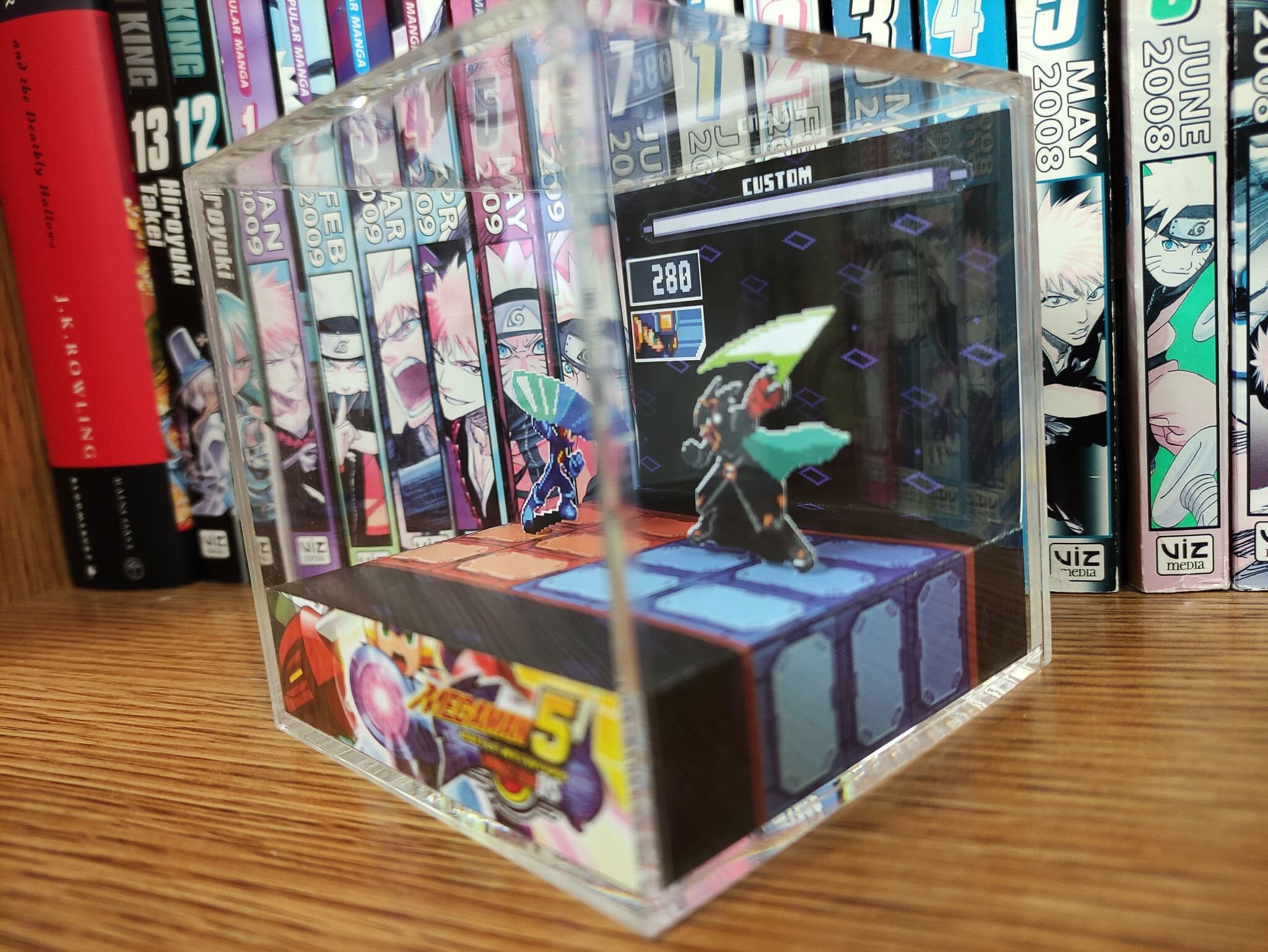 Mega Man Diorama - Mega Man vs Colonel (Battle Network), Mega Man 3D Diorama Cube, Handmade Crystal Diorama Cube, Unique Gift for Gamers