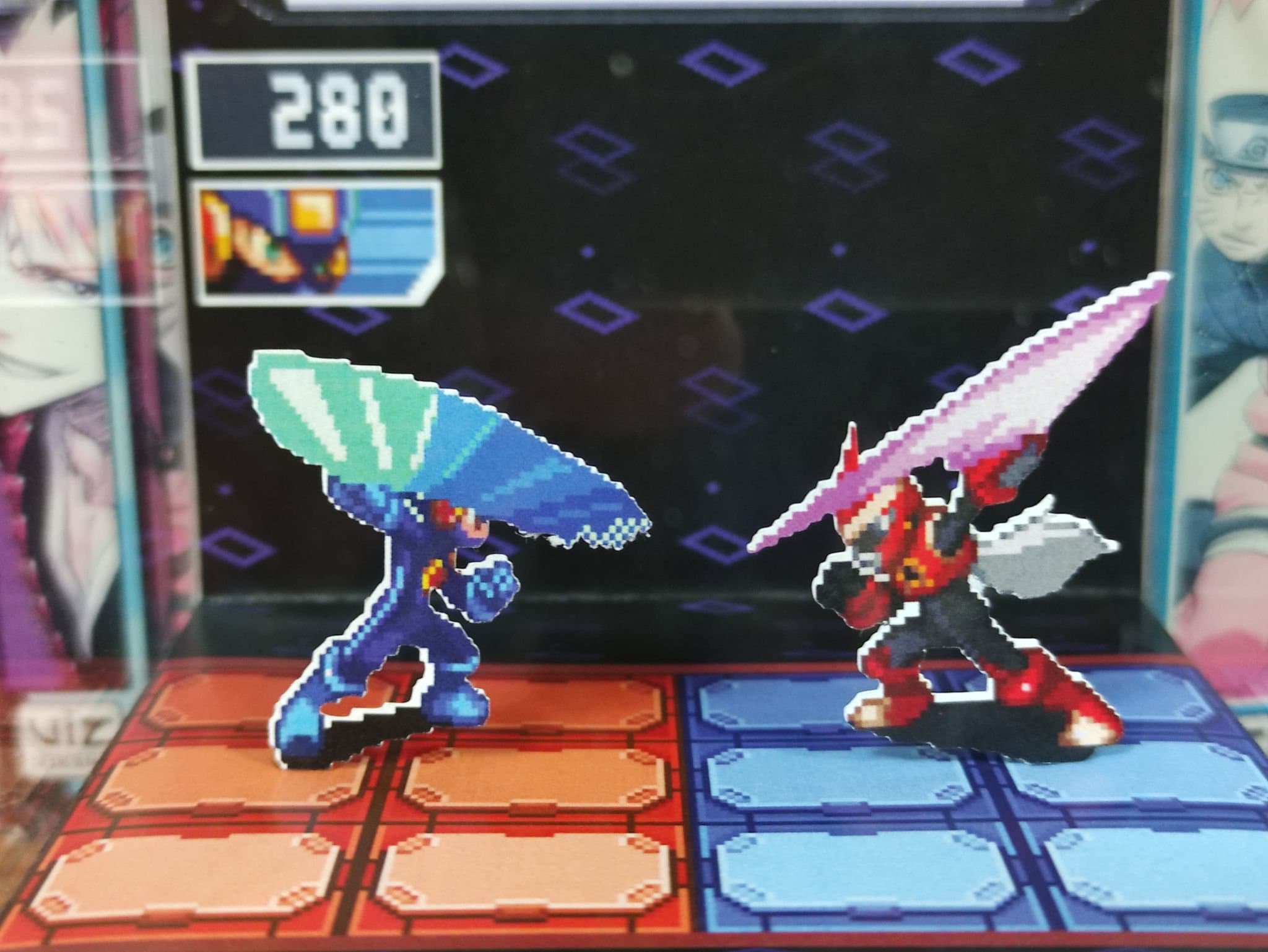 Mega Man Diorama - Mega Man vs Protoman (Battle Network), Mega Man 3D Diorama Cube, Handmade Crystal Diorama Cube, Unique Gift for Gamers