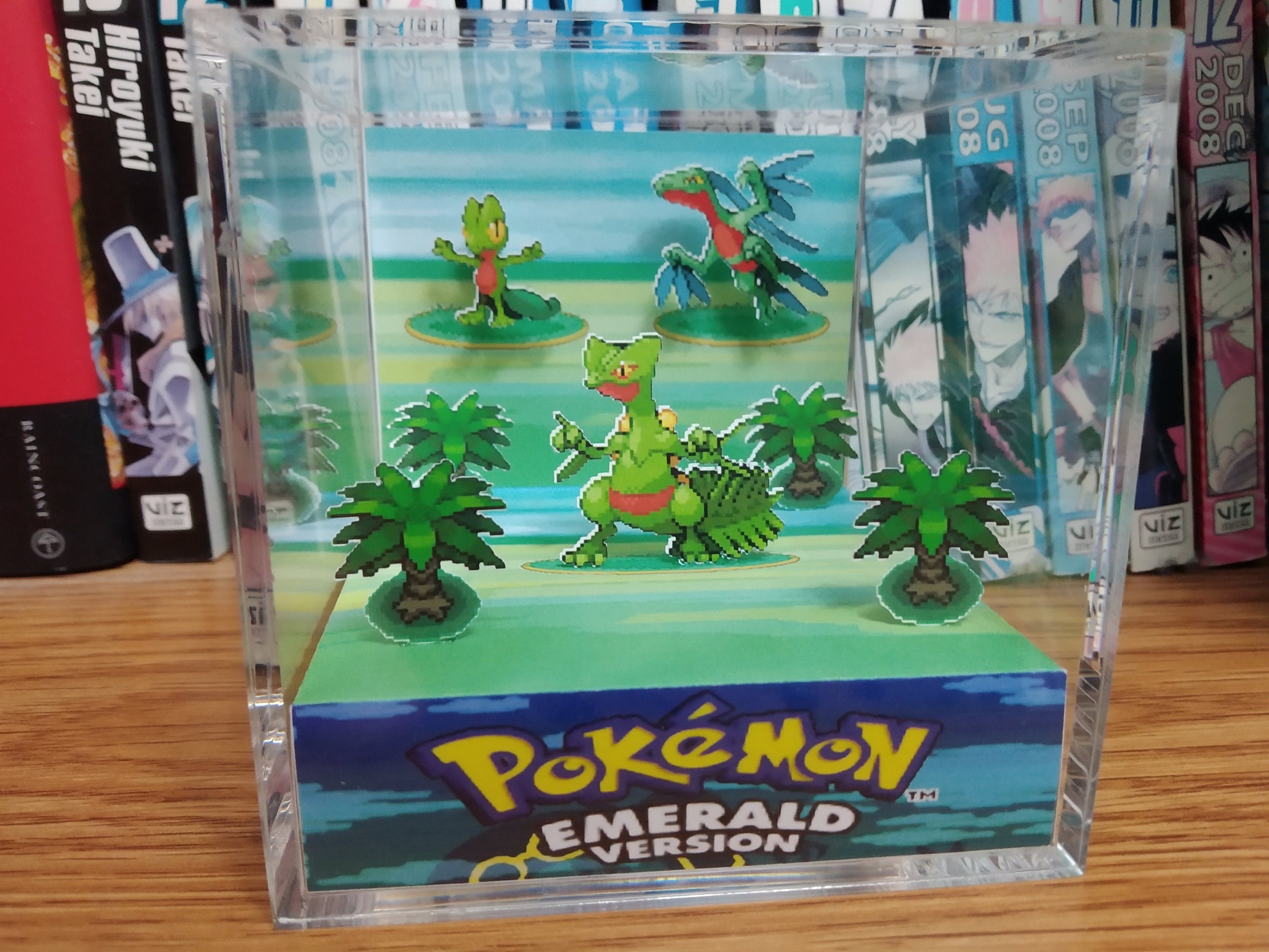 Evolution Sceptile (Emerald), Treecko Grovyle Sceptile 3D Diorama Cube, Sceptile Handmade Crystal Diorama Cube, Unique Gift for Gamers