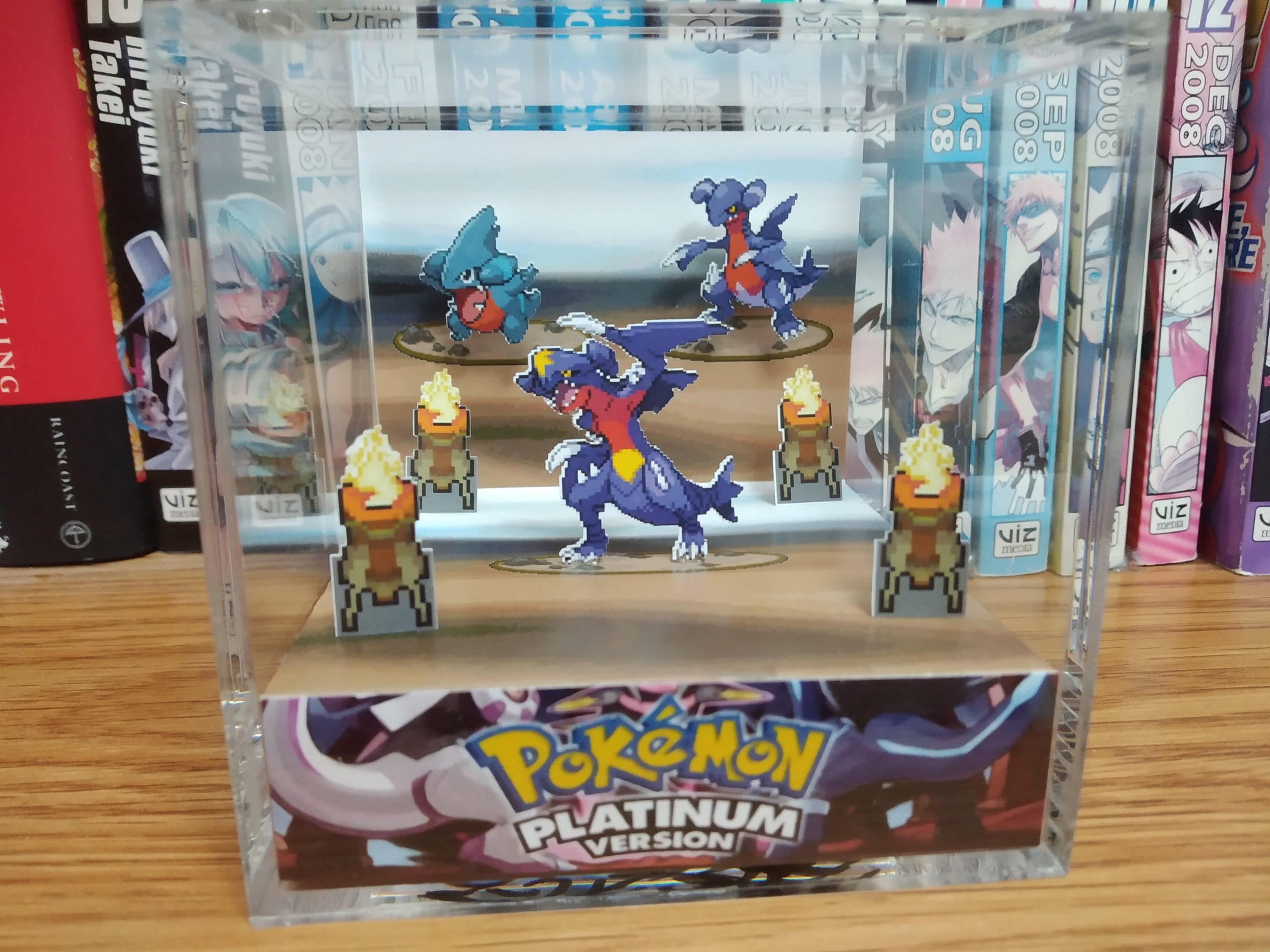 Evolution Garchomp (Platinum), Gible Gabite Garchomp 3D Diorama Cube, Garchomp Handmade Crystal Diorama Cube, Unique Gift for Gamers