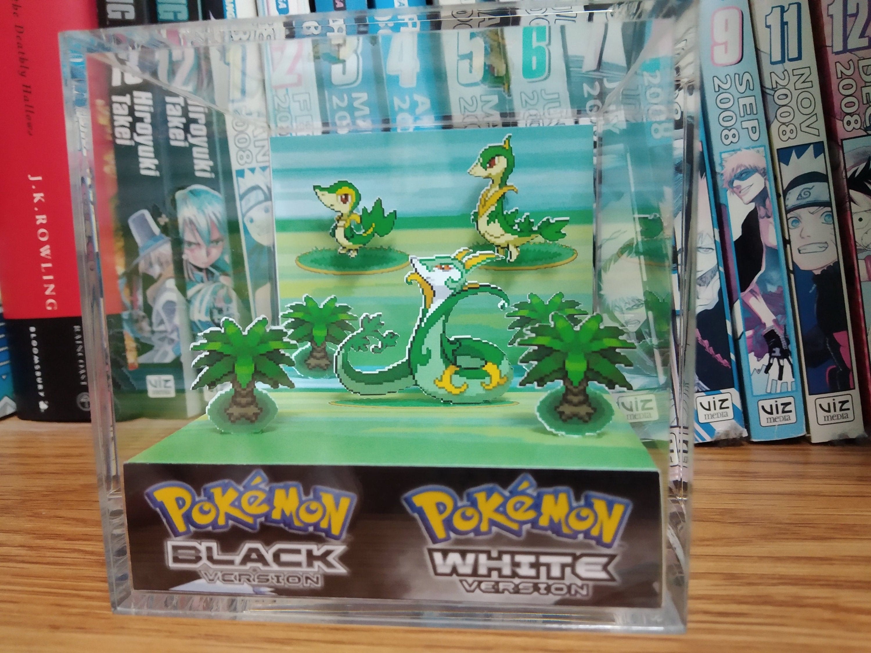 Evolution Serperior (BW), Snivy Servine Serperior 3D Diorama Cube, Serperior Handmade Crystal Diorama Cube, Unique Gift for Gamers