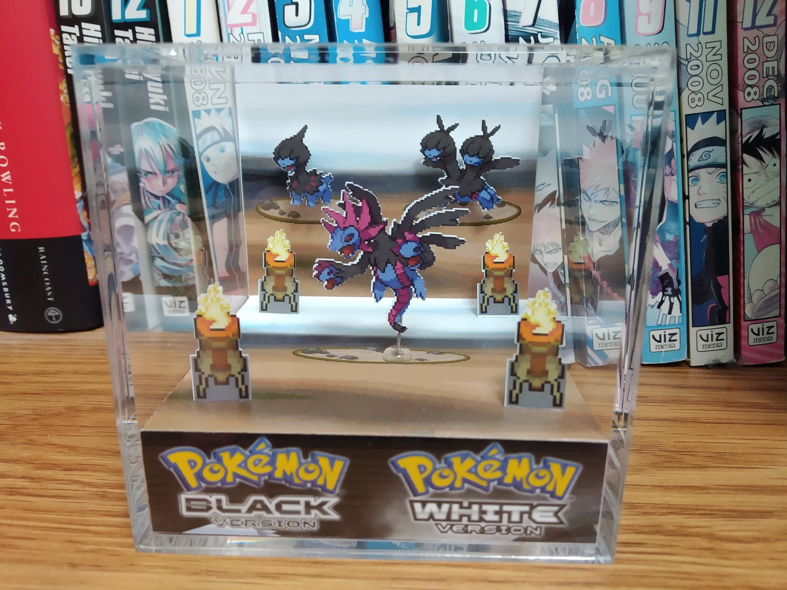 Evolution Hydreigon (BW), Deino, Gabite, Hydreigon 3D Diorama Cube, Hydreigon Handmade Crystal Diorama Cube, Unique Gift for Gamers