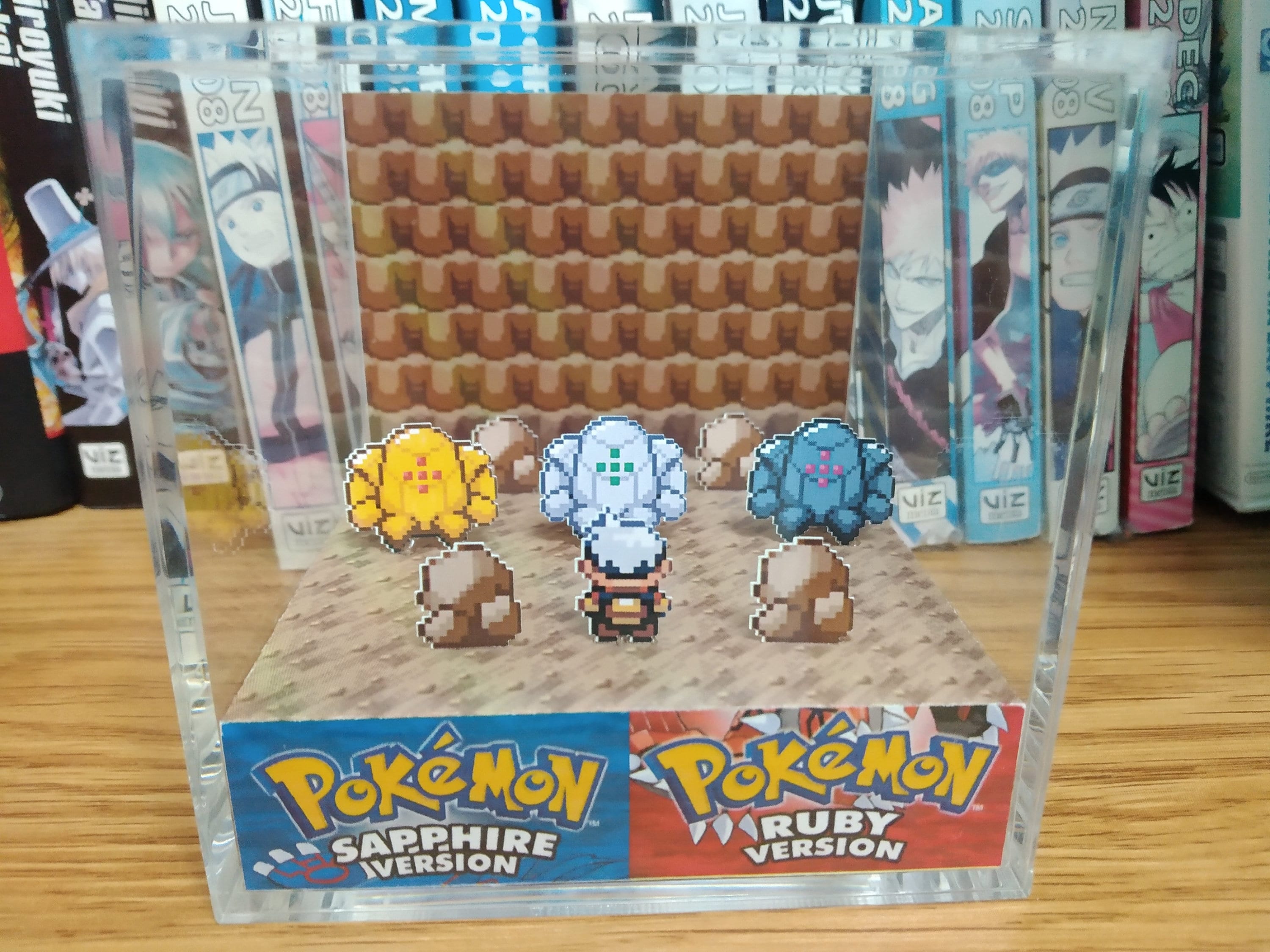 Regi Trio (Regirock, Regice, Registeel), Regirock, Regice, Registeel 3D Diorama Cube, Handmade Crystal Diorama Cube, Unique Gift for Gamers