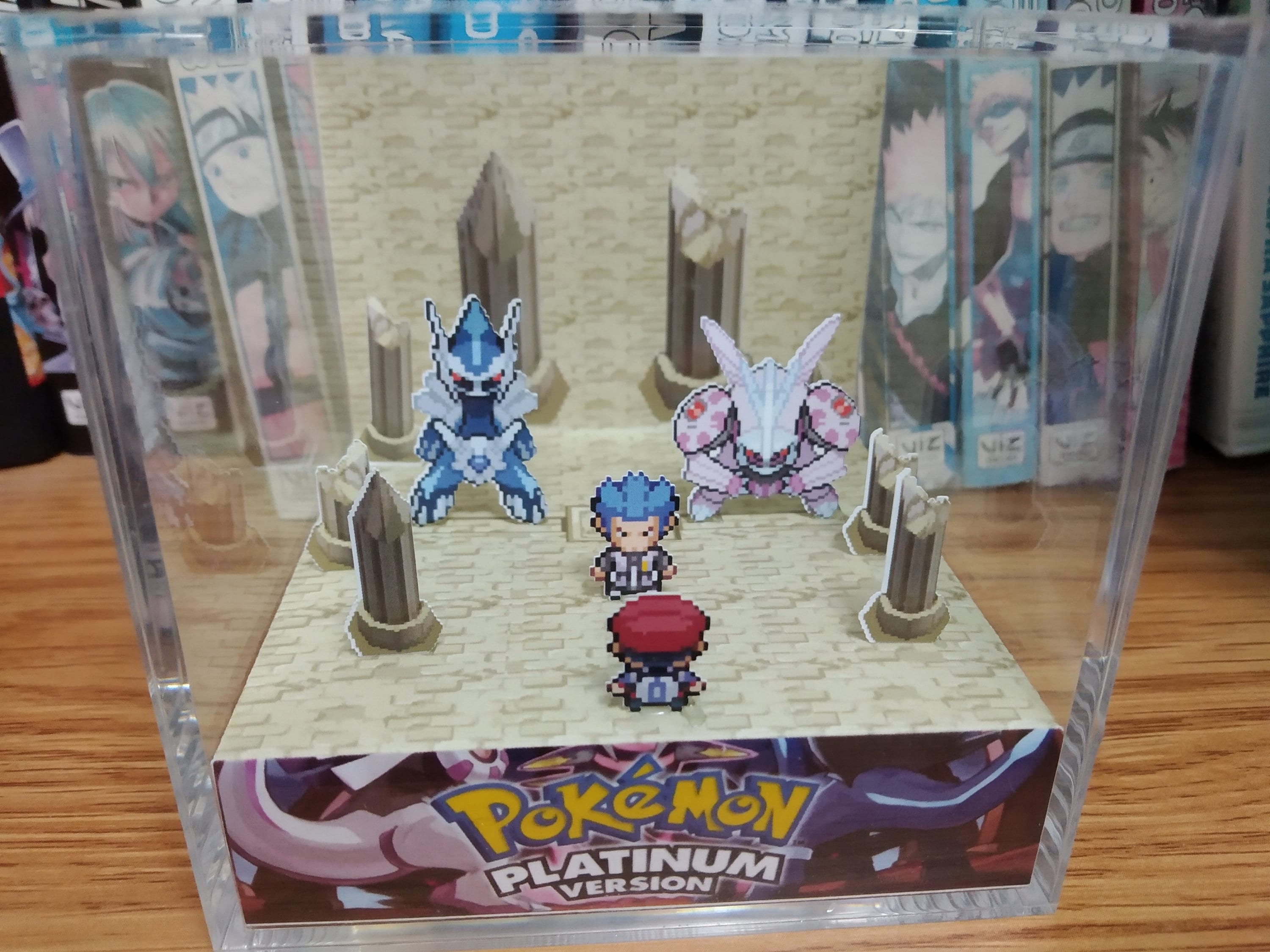 Dialga Palkia (Spear Pillar), Dialga Palkia 3D Diorama Cube, Dialga Palkia Handmade Crystal Diorama Cube, Legendary Unique Gift for Gamers