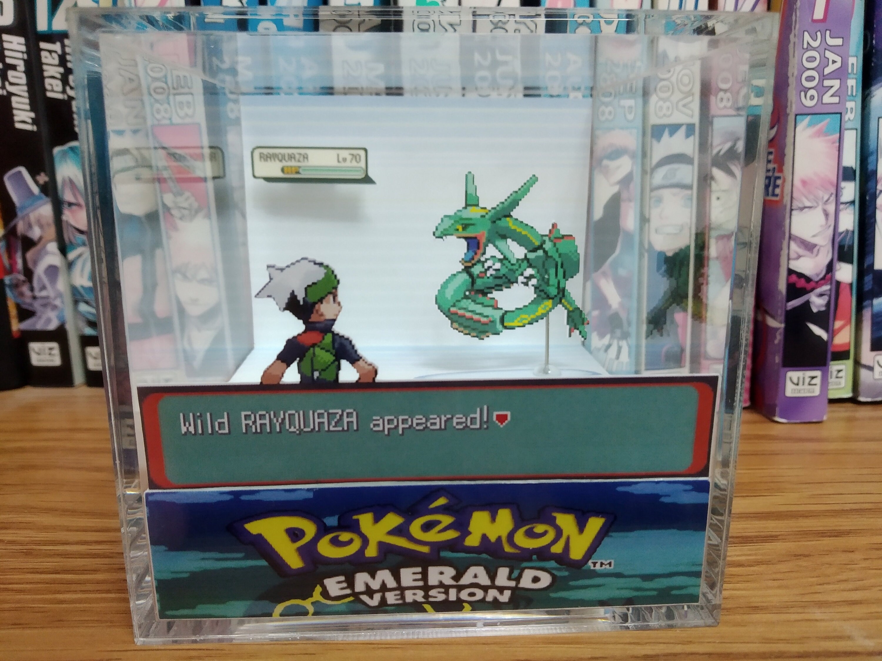 Rayquaza Encounter, Rayquaza 3D Diorama Cube, Rayquaza Handmade Crystal Diorama Cube, Unique Gift for Gamers