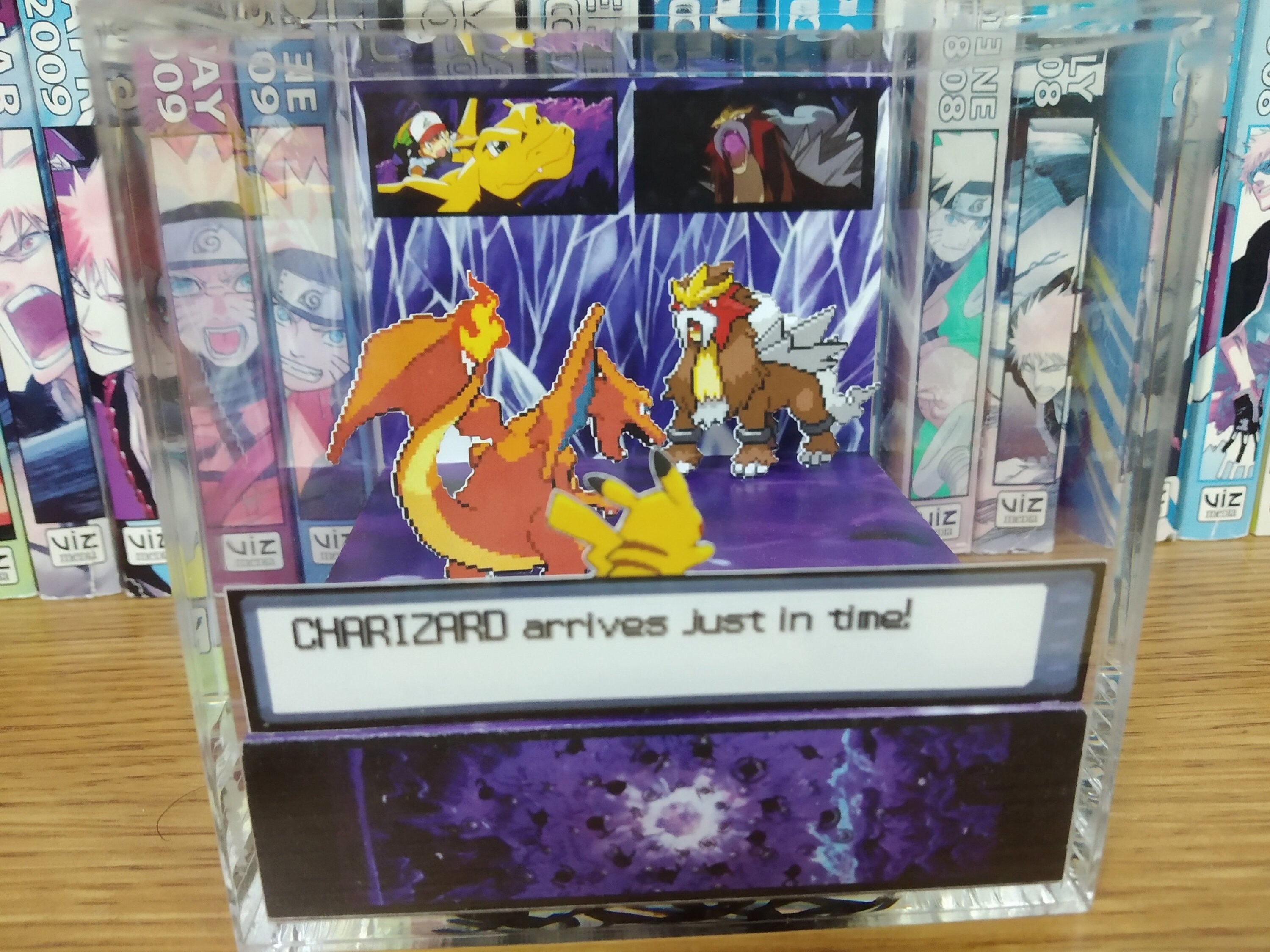 Spell of the Unown (Charizard vs Entei), Charizard Entei 3D Diorama Cube, Charizard Entei Handmade Crystal Diorama Cube, Gift for Gamers