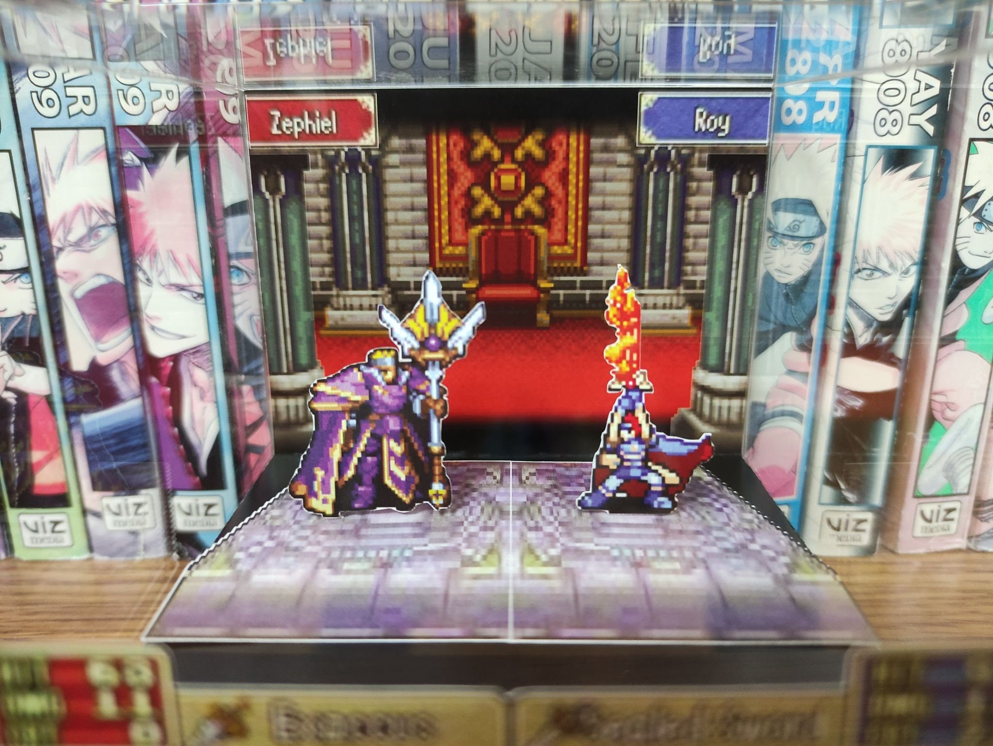 Fire Emblem Diorama - Roy vs Zephiel (The Binding Blade), Fire Emblem 3D Diorama Cube, Handmade Crystal Diorama Cube, Unique Gift for Gamers