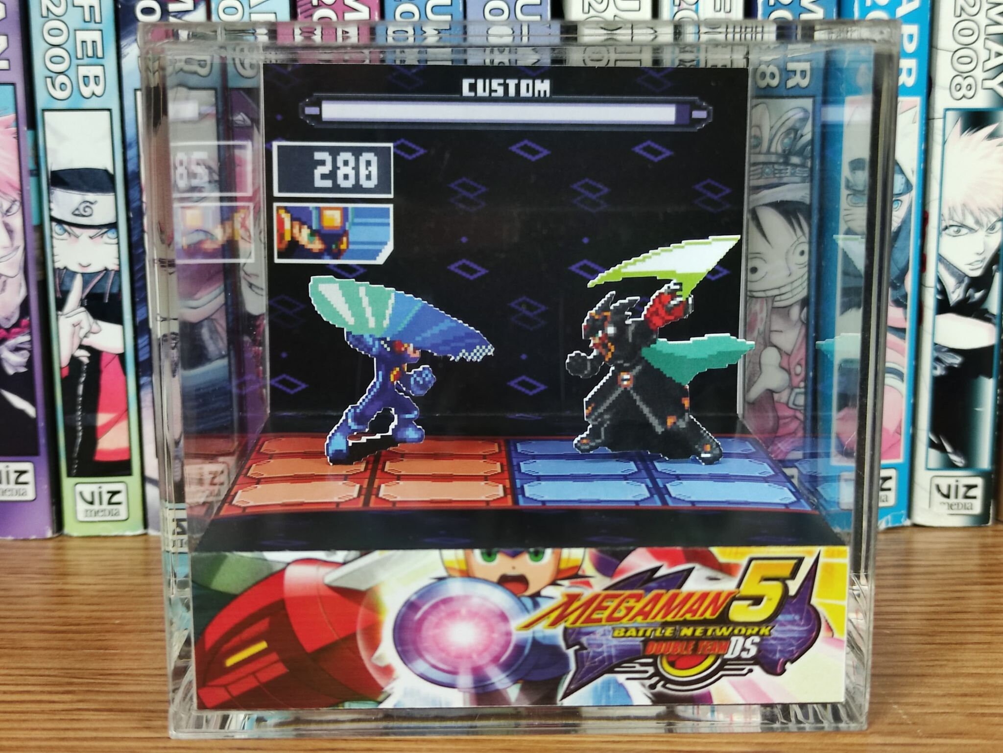 Mega Man Diorama - Mega Man vs Colonel (Battle Network), Mega Man 3D Diorama Cube, Handmade Crystal Diorama Cube, Unique Gift for Gamers