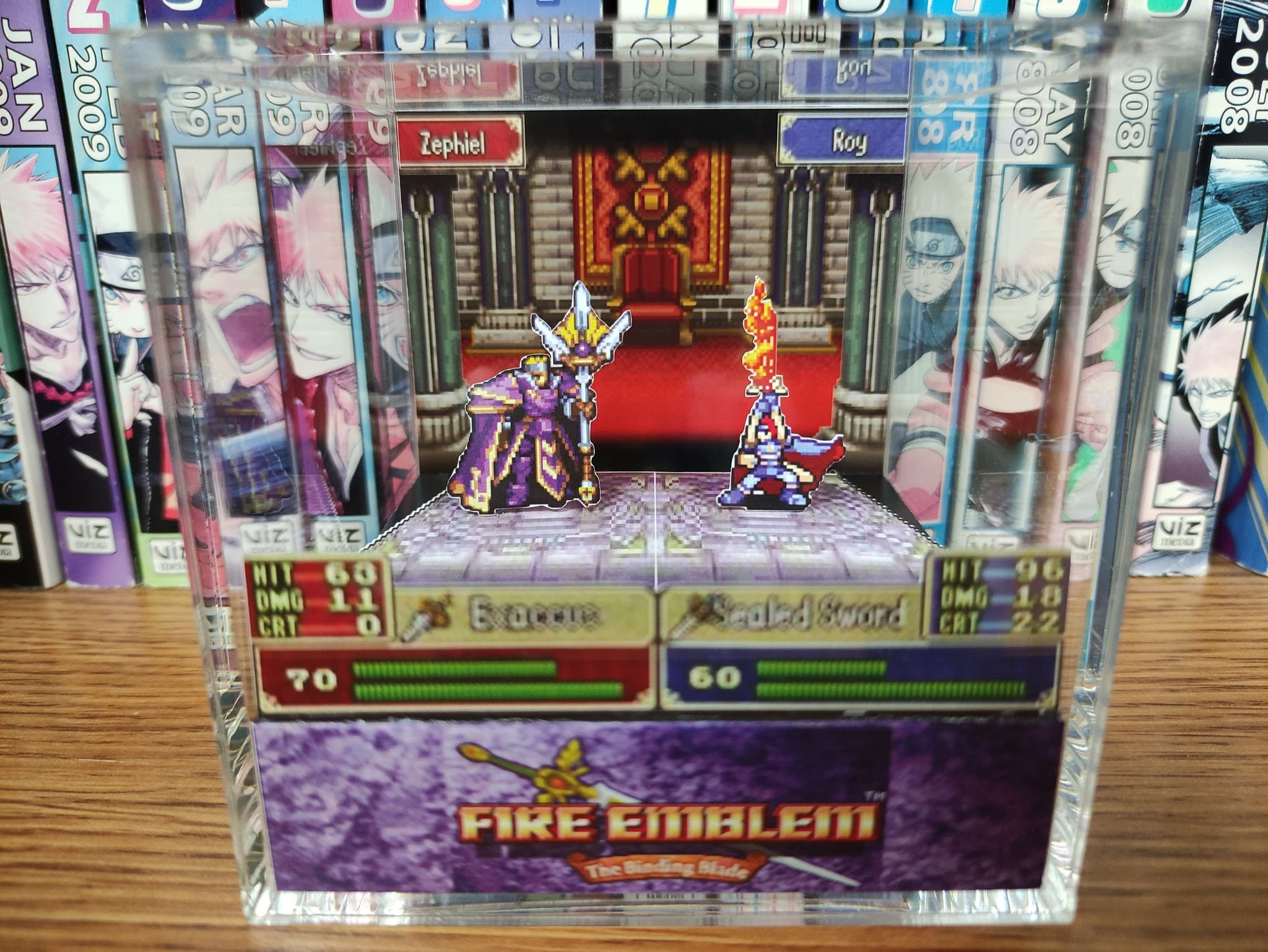 Fire Emblem Diorama - Roy vs Zephiel (The Binding Blade), Fire Emblem 3D Diorama Cube, Handmade Crystal Diorama Cube, Unique Gift for Gamers