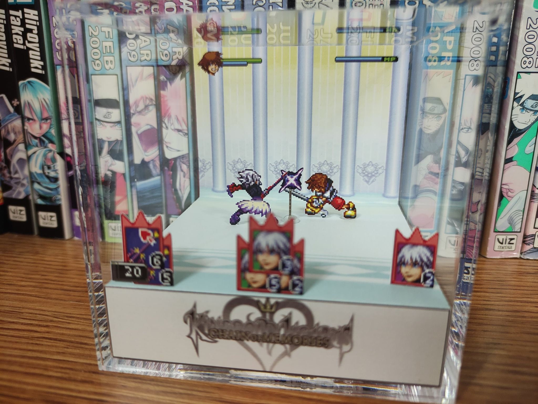 Kingdom Hearts Diorama - Riku vs Sora, Kingdom Hearts 3D Diorama Cube, Handmade Crystal Diorama Cube, Unique Gift for Gamers