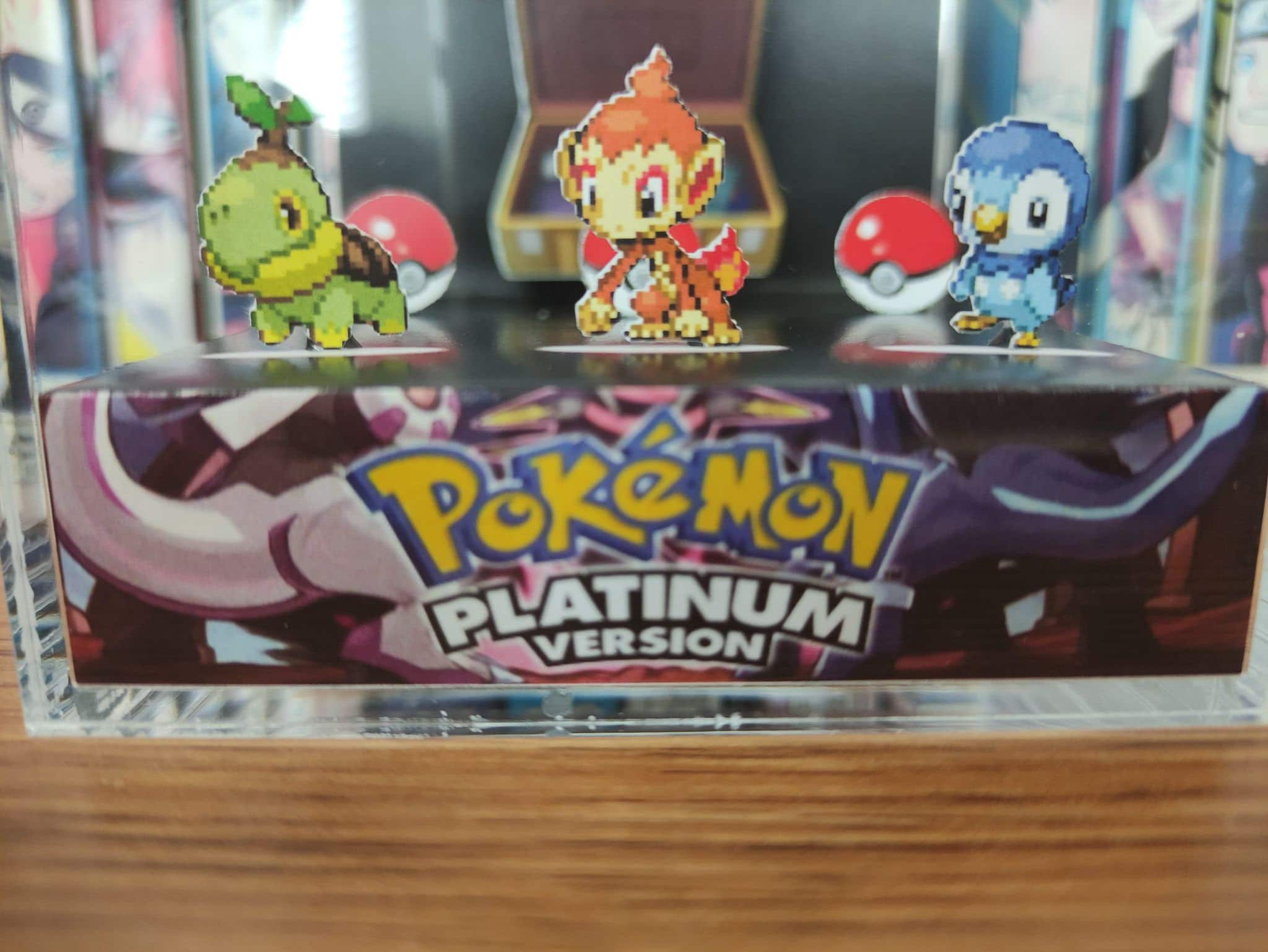 Platinum Starters (Turtwig, Chimchar, Piplup), Turtwig, Chimchar, Piplup 3D Diorama Cube, Handmade Crystal Diorama Cube, Unique Gamers Gift