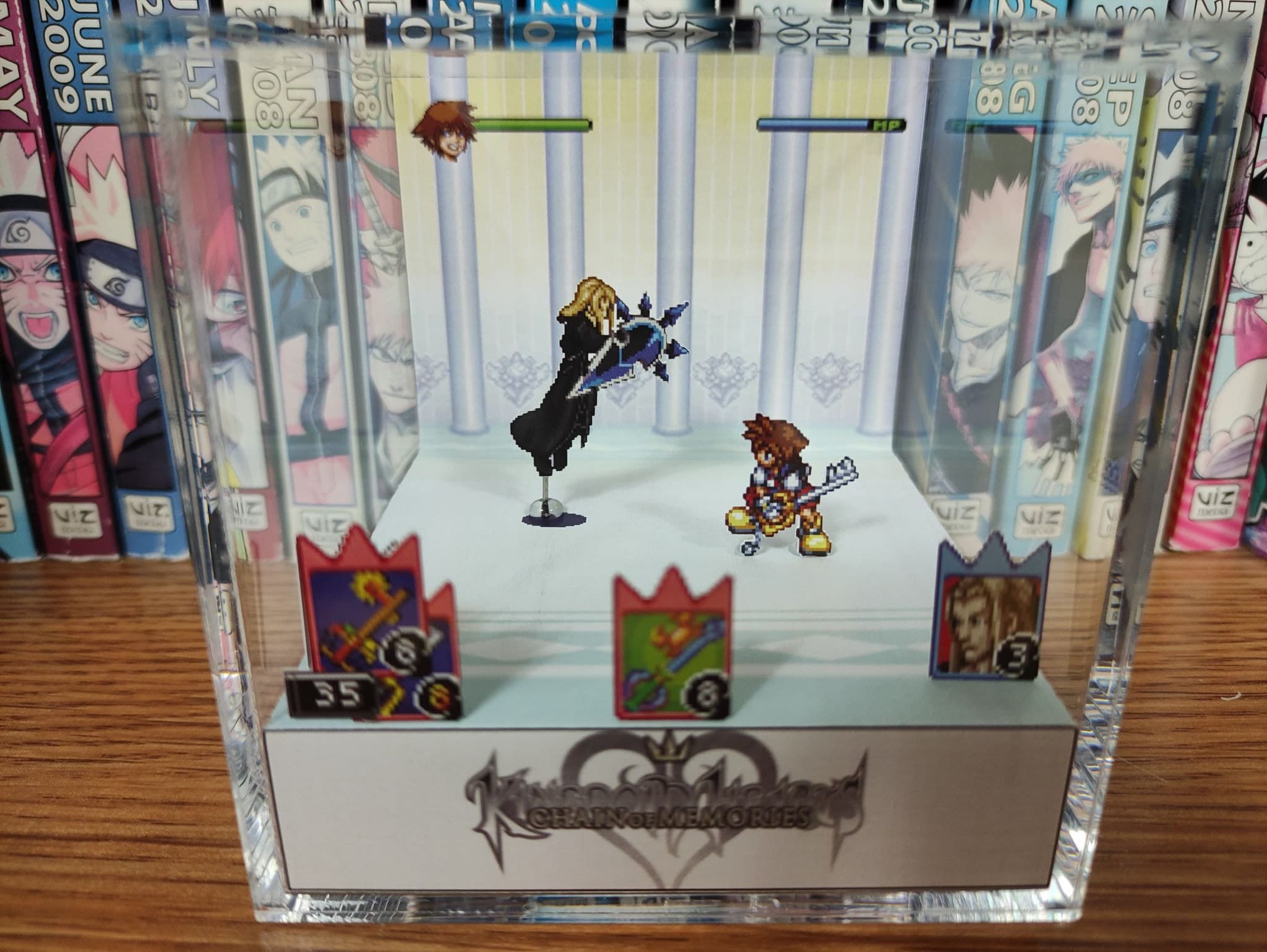 Kingdom Hearts Diorama - Sora vs Vexen, Kingdom Hearts 3D Diorama Cube, Handmade Crystal Diorama Cube, Unique Gift for Gamers