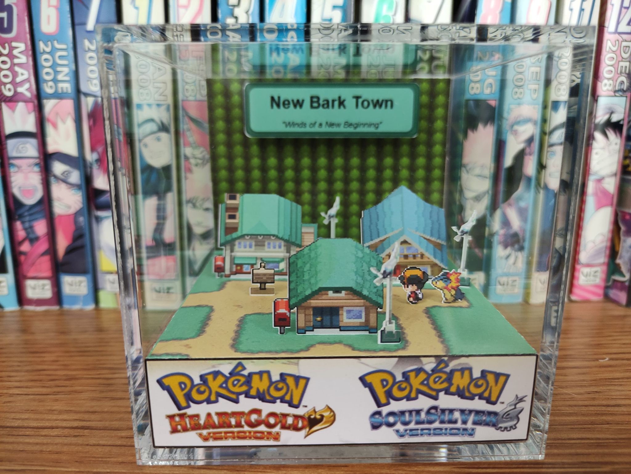 New Bark Town (HeartGold SoulSilver), New Bark Town 3D Diorama Cube, New Bark Town Handmade Crystal Diorama Cube, Unique Gift for Gamers