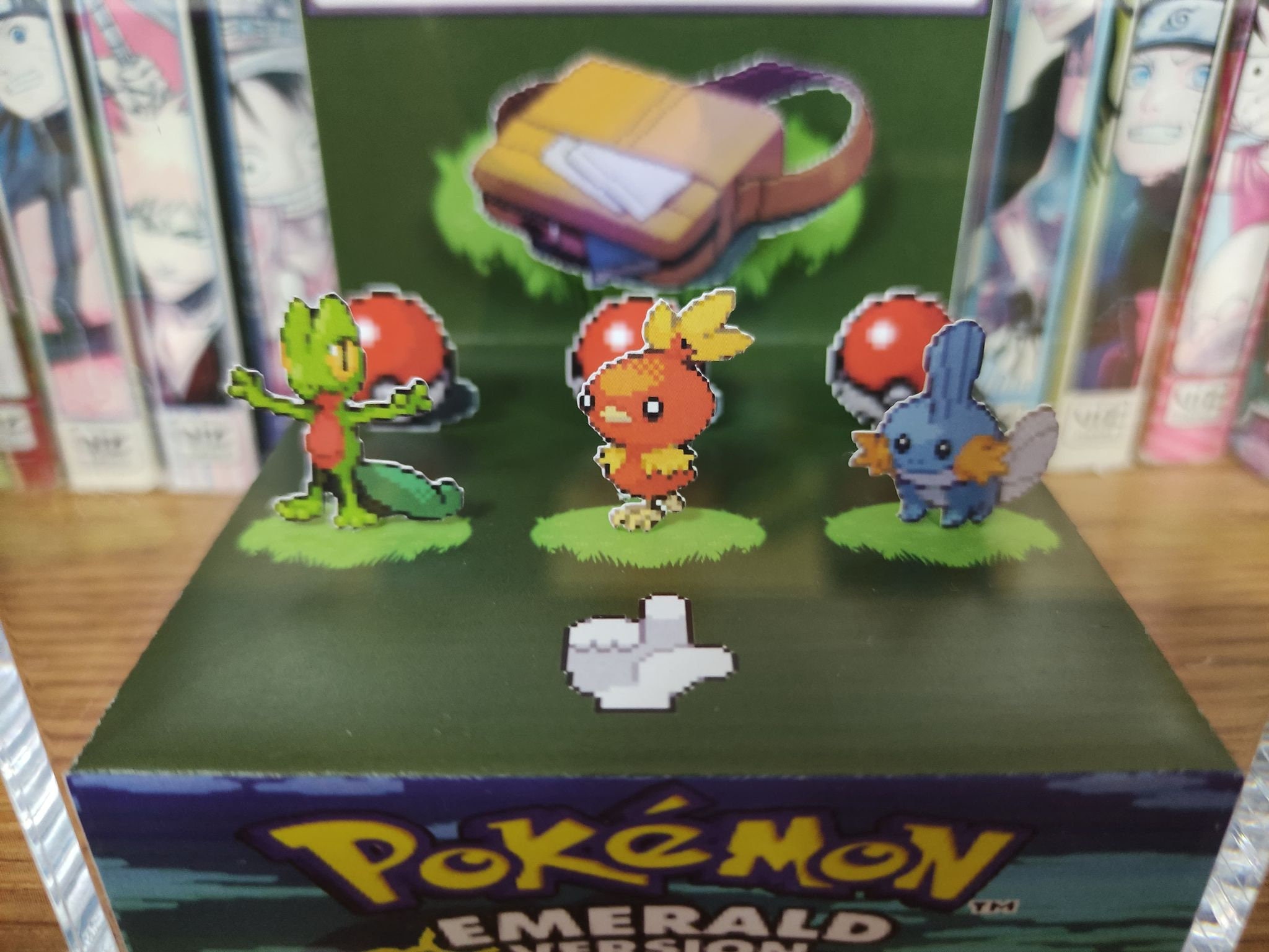 Emerald Starters (Treecko, Torchic, Mudkip), Treecko, Torchic, Mudkip 3D Diorama Cube, Handmade Crystal Diorama Cube, Unique Gamers Gift