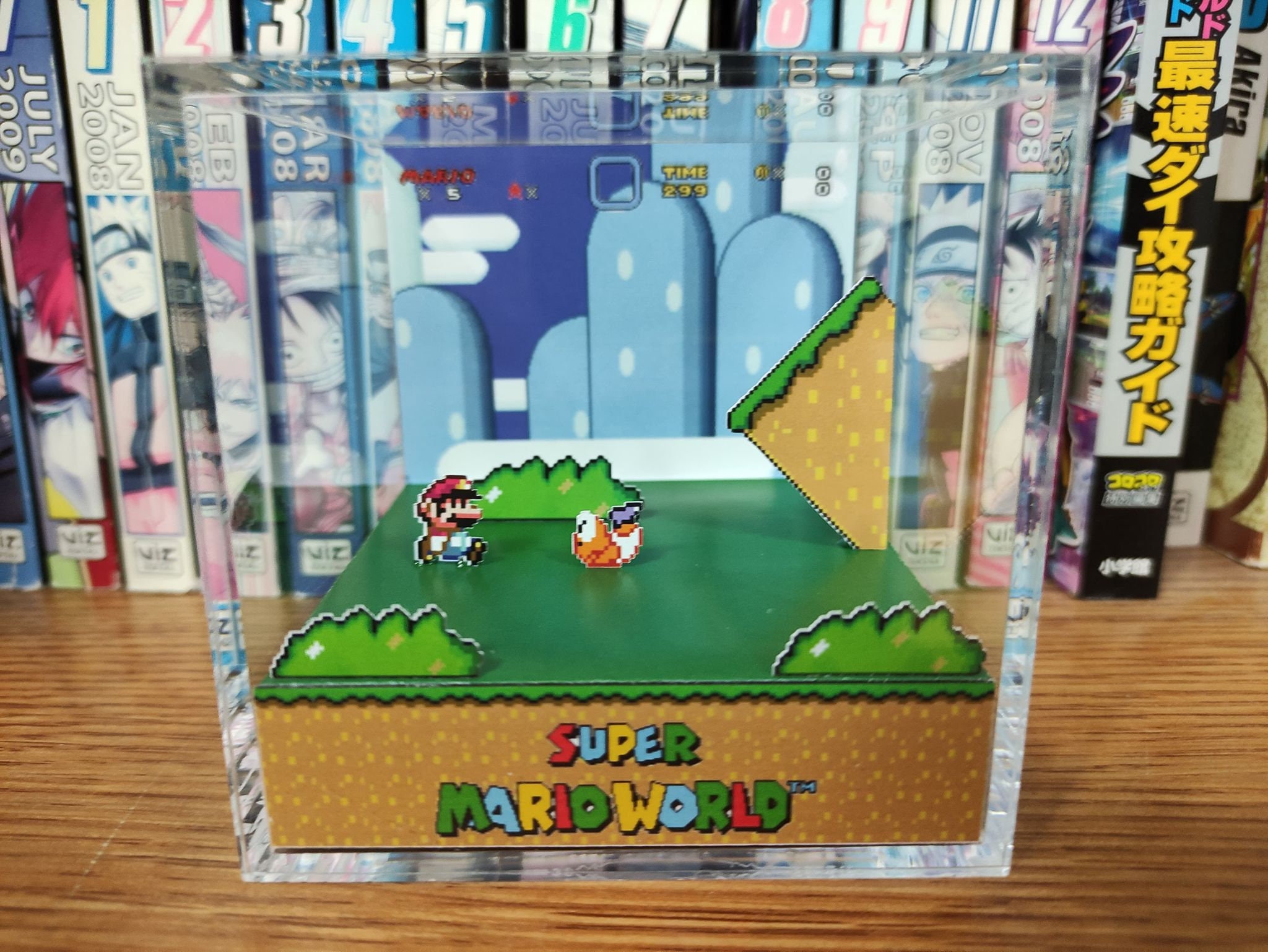 Mario Diorama - Super Mario World (Yoshi's Island), Mario 3D Diorama Cube, Handmade Crystal Diorama Cube, Unique Gift for Gamers