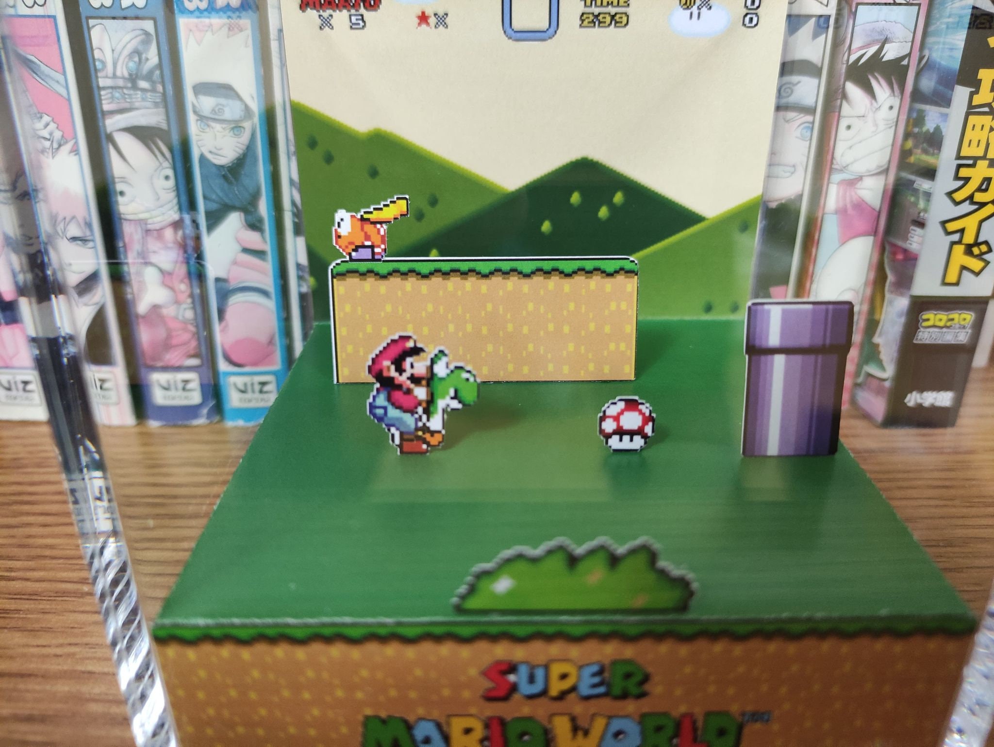 Mario Diorama - Super Mario World (Donut Plains), Mario 3D Diorama Cube, Handmade Crystal Diorama Cube, Unique Gift for Gamers