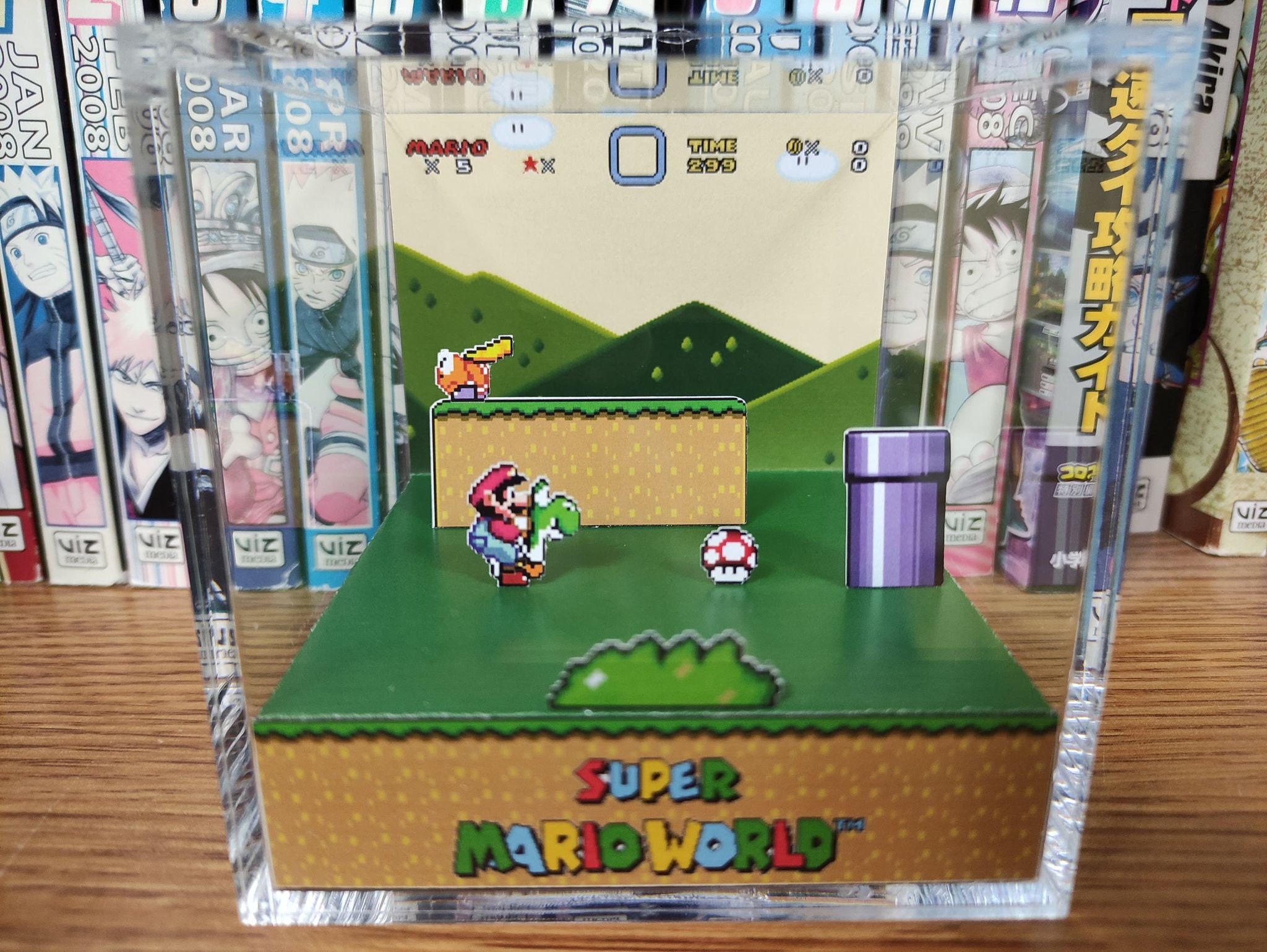 Mario Diorama - Super Mario World (Donut Plains), Mario 3D Diorama Cube, Handmade Crystal Diorama Cube, Unique Gift for Gamers