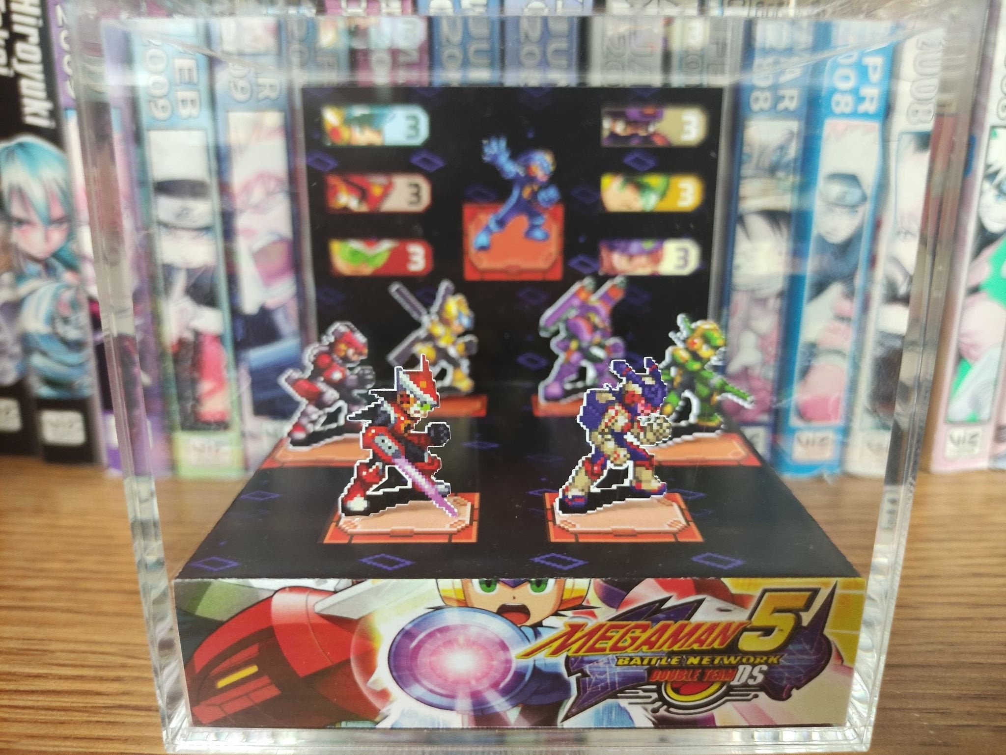 Mega Man Diorama - Mega Man Double Souls (Battle Network), Mega Man 3D Diorama Cube, Handmade Crystal Diorama Cube, Unique Gift for Gamers