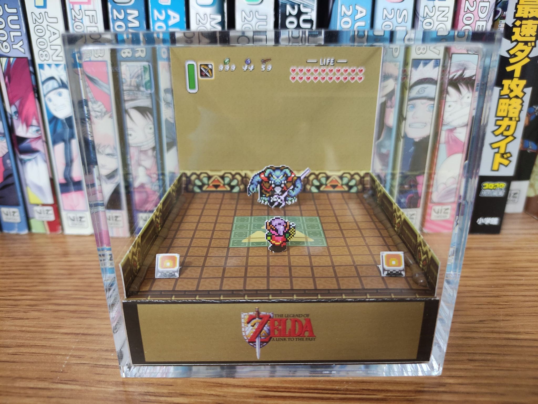 Legend of Zelda Diorama - Link to the Past (Link Vs Ganondorf), Zelda 3D Diorama Cube, Handmade Crystal Diorama Cube, Unique Gift for Gamers