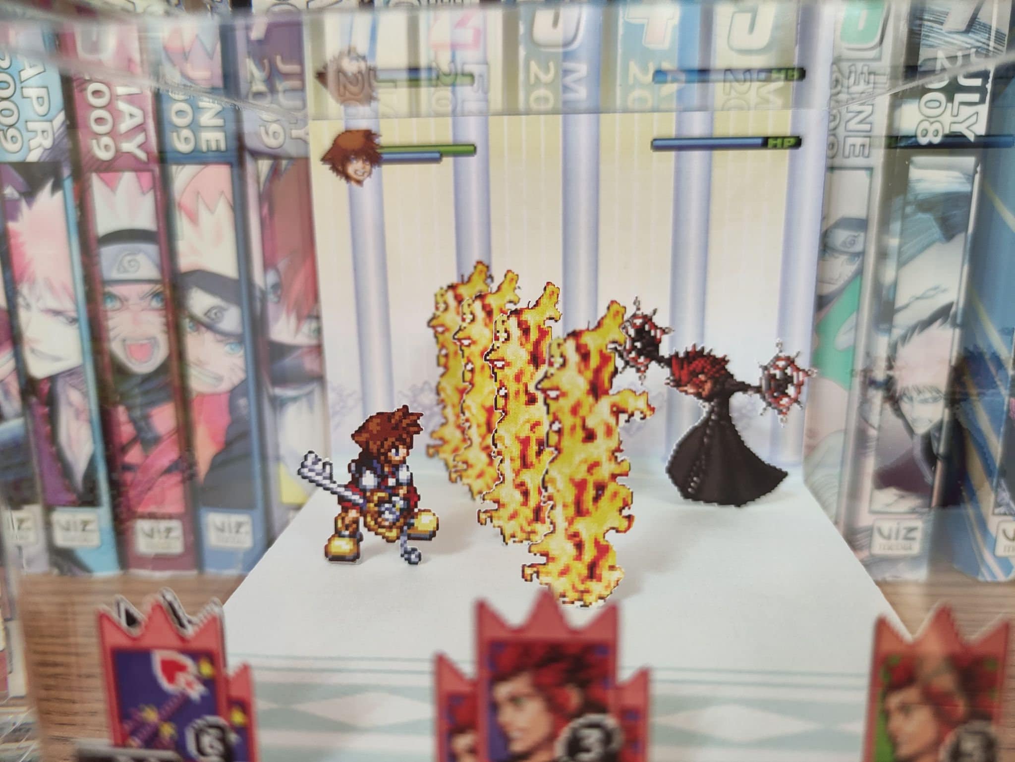 Kingdom Hearts Diorama - Sora vs Axel, Kingdom Hearts 3D Diorama Cube, Handmade Crystal Diorama Cube, Unique Gift for Gamers