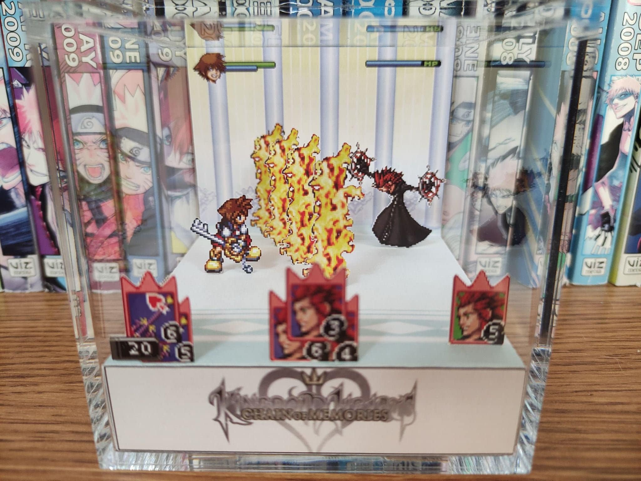 Kingdom Hearts Diorama - Sora vs Axel, Kingdom Hearts 3D Diorama Cube, Handmade Crystal Diorama Cube, Unique Gift for Gamers