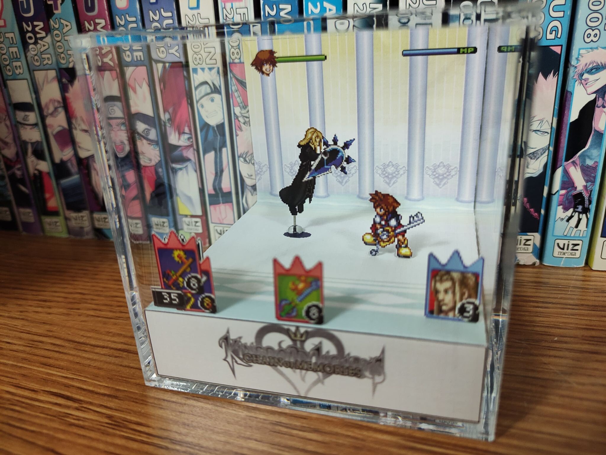 Kingdom Hearts Diorama - Sora vs Vexen, Kingdom Hearts 3D Diorama Cube, Handmade Crystal Diorama Cube, Unique Gift for Gamers