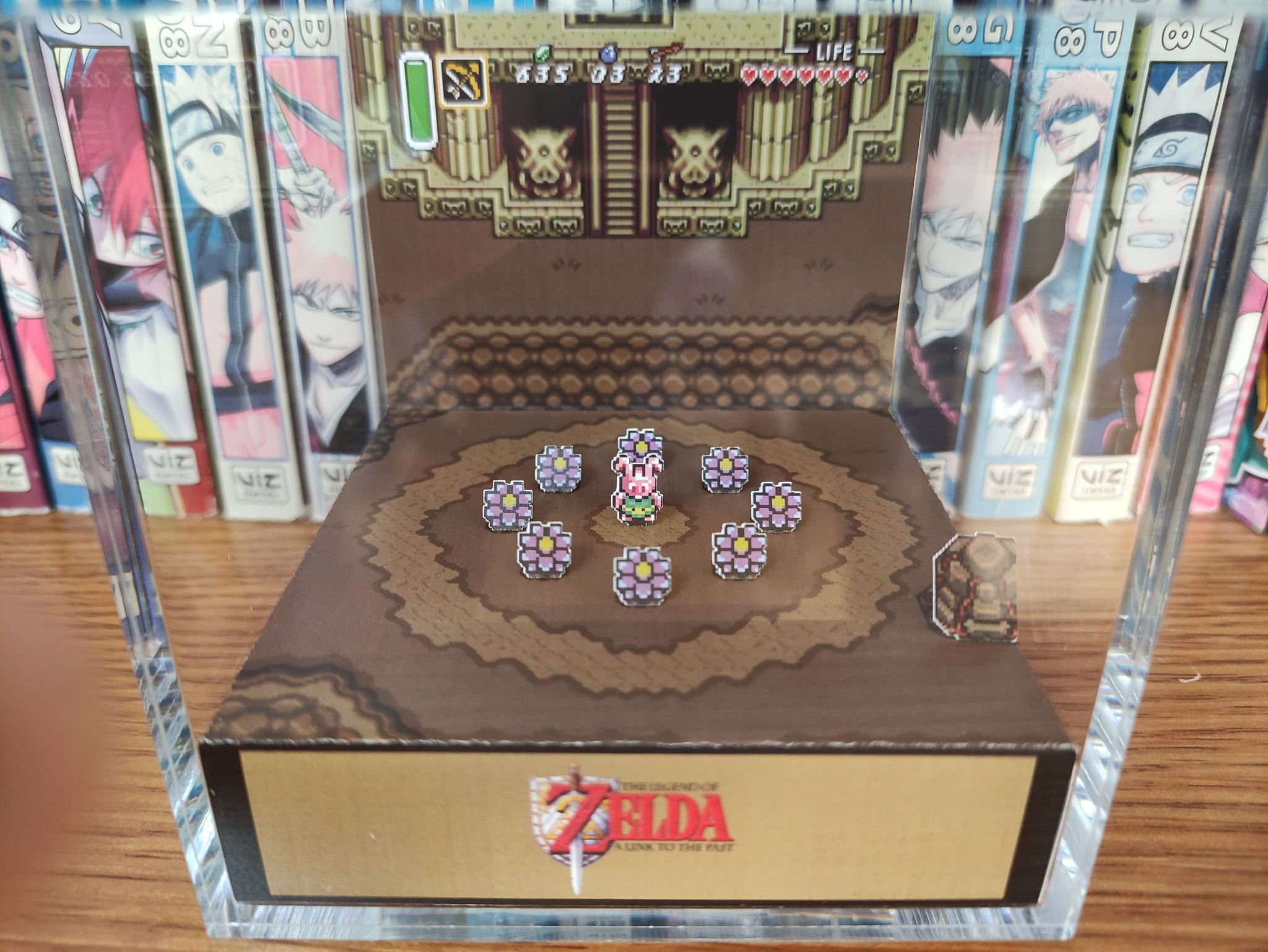 Legend of Zelda Diorama - A Link to the Past (Bunny Link), Zelda 3D Diorama Cube, Handmade Crystal Diorama Cube, Unique Gift for Gamers