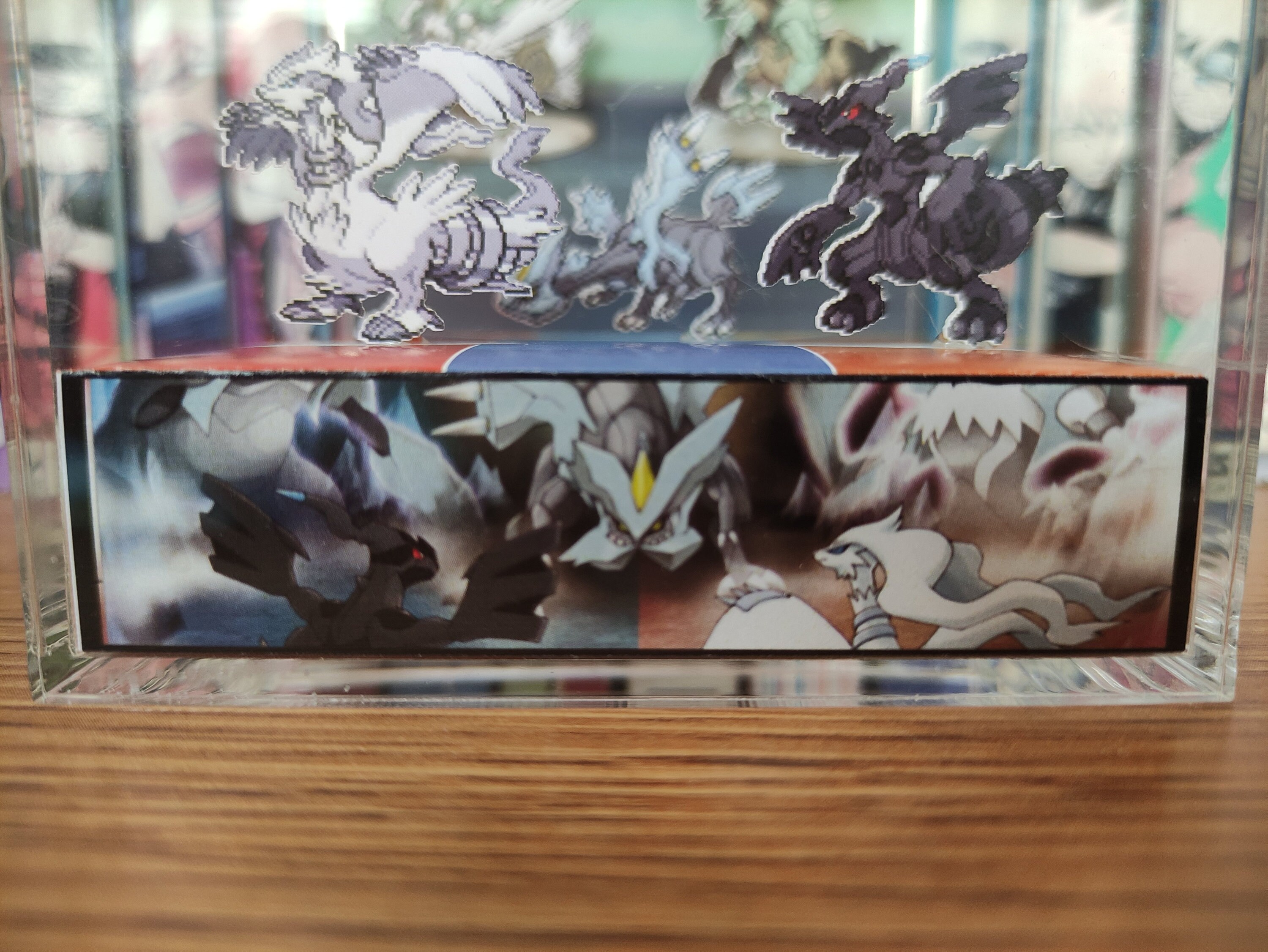 Tao Trio (Kyurem, Reshiram, Zekrom, Black Kyurem, White Kyurem),  3D Diorama Cube, Handmade Crystal Diorama Cube, Unique Gift for Gamers