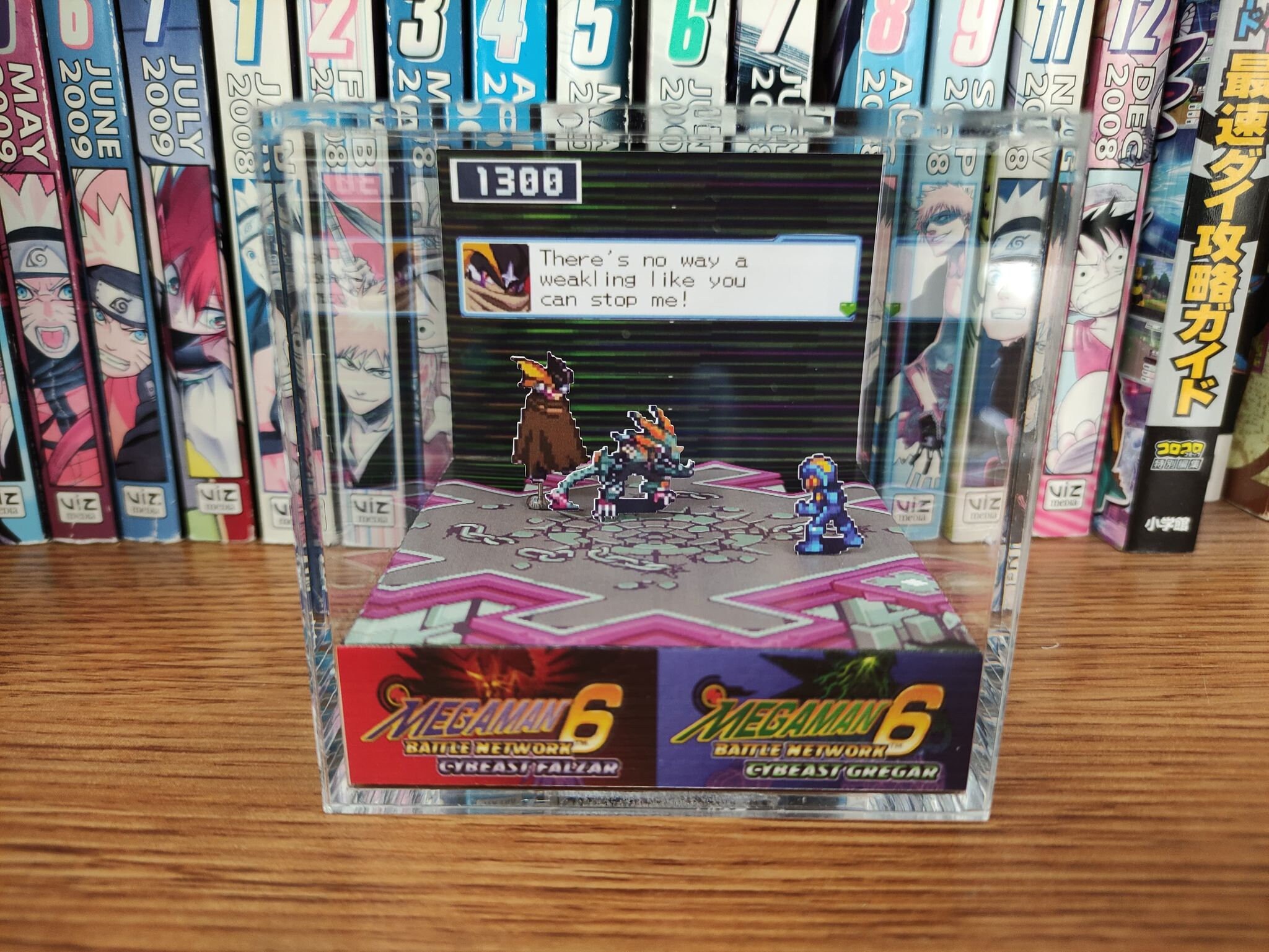 Mega Man Diorama - Mega Man vs Bass Gregar (Battle Network), Mega Man 3D Diorama Cube, Handmade Crystal Diorama Cube, Unique Gift for Gamers