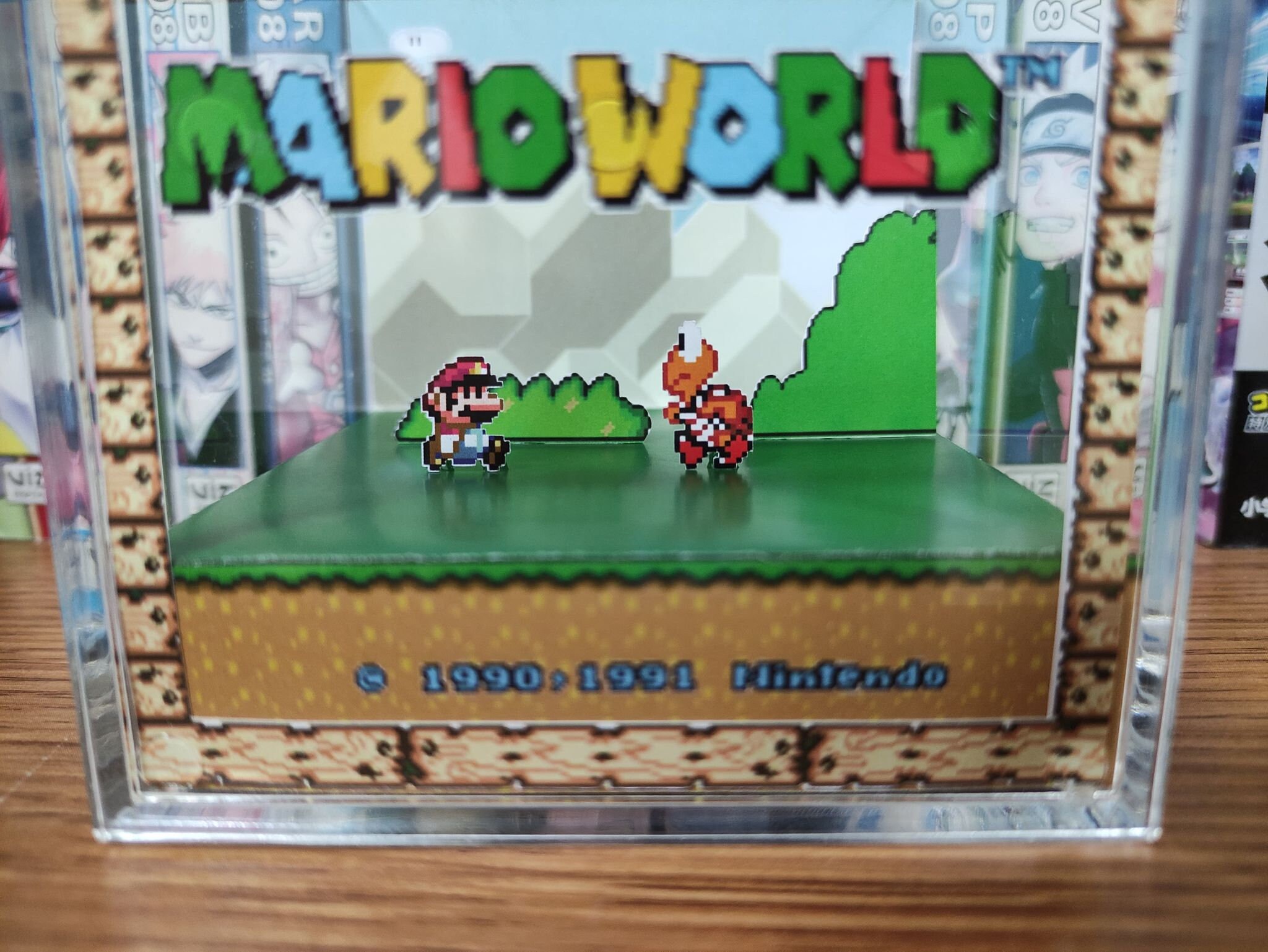 Mario Diorama - Super Mario World (Super Mario Title Screen), Mario 3D Diorama Cube, Handmade Crystal Diorama Cube, Unique Gift for Gamers