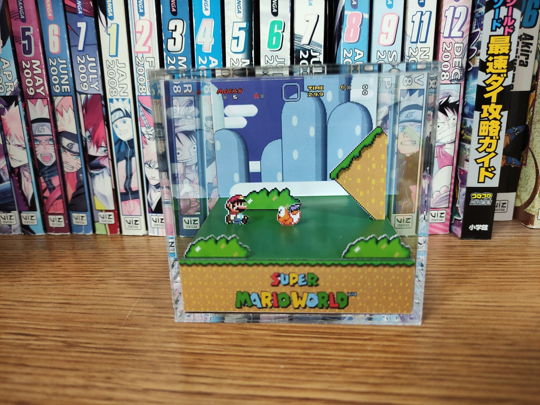 Mario Diorama - Super Mario World (Yoshi's Island), Mario 3D Diorama Cube, Handmade Crystal Diorama Cube, Unique Gift for Gamers