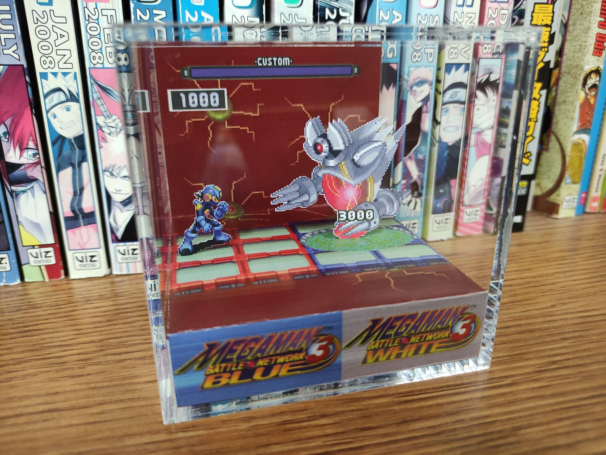 Mega Man Diorama - Mega Man vs Alpha (Battle Network), Mega Man 3D Diorama Cube, Handmade Crystal Diorama Cube, Unique Gift for Gamers