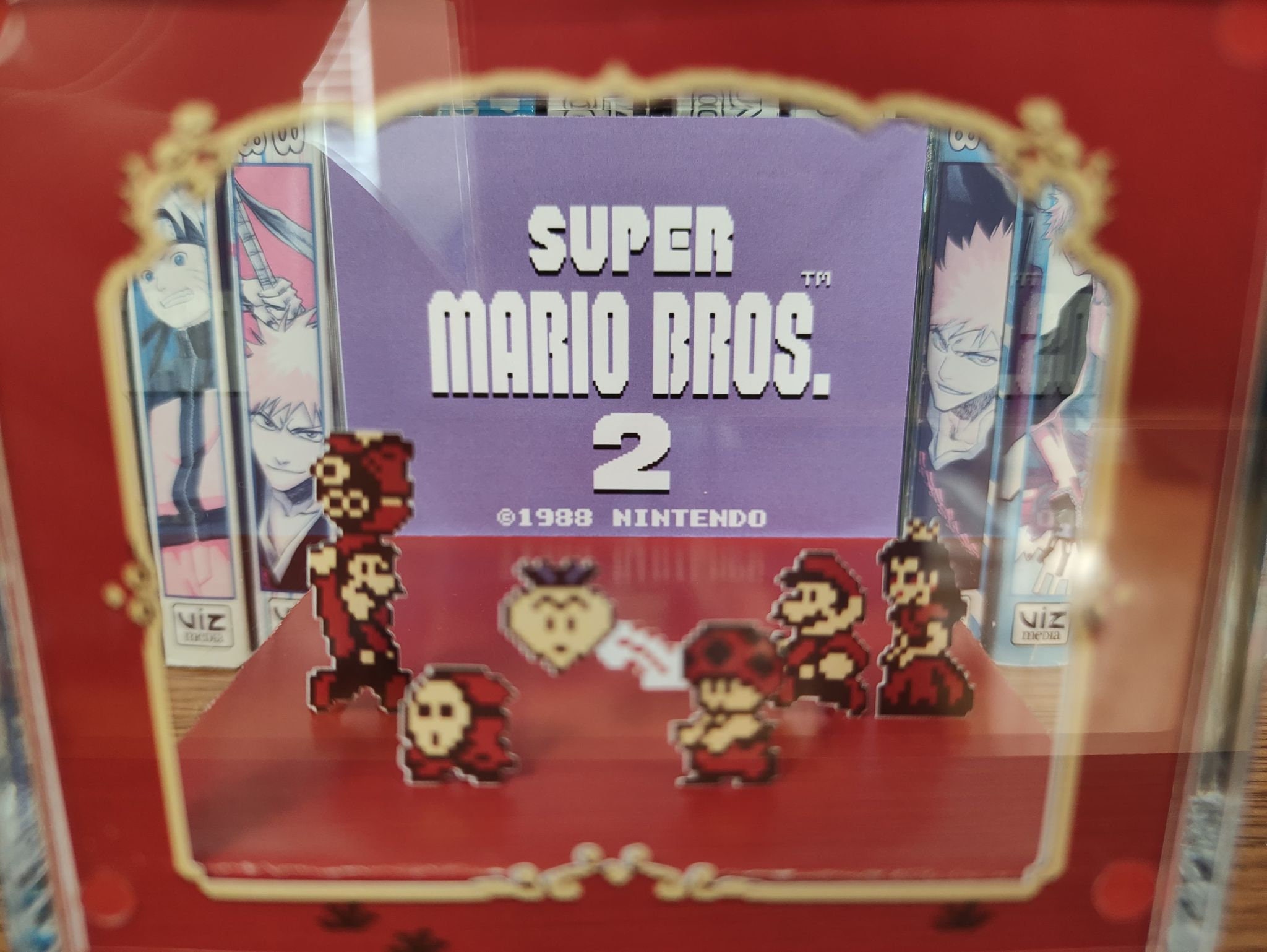 Mario Diorama - Super Mario Bros 2 (Super Mario Bros 2 Title), Mario 3D Diorama Cube, Handmade Crystal Diorama Cube, Unique Gift for Gamers