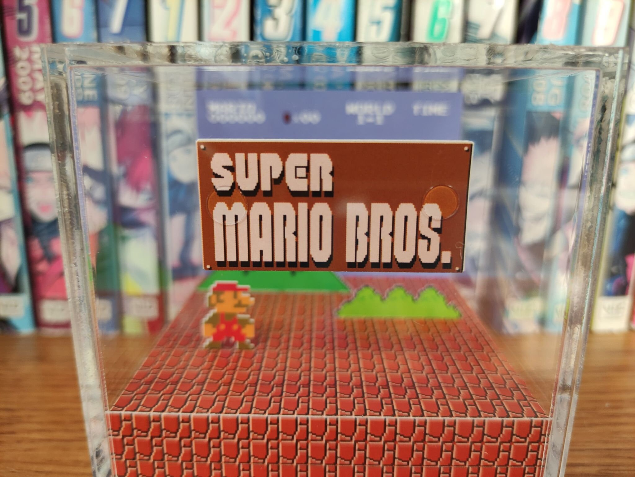 Mario Diorama - Super Mario Bros (Super Mario Bros Title), Mario 3D Diorama Cube, Handmade Crystal Diorama Cube, Unique Gift for Gamers