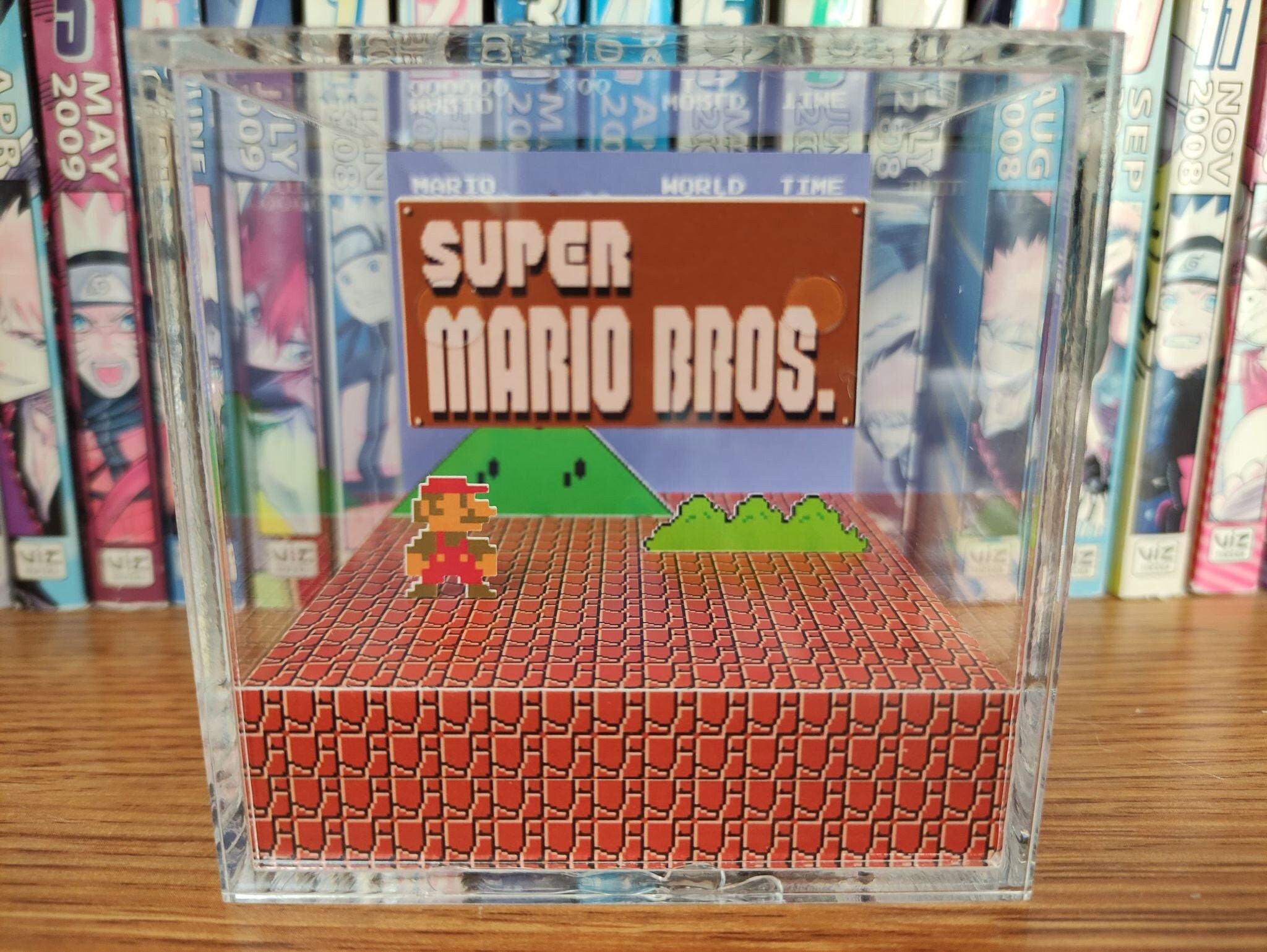 Mario Diorama - Super Mario Bros (Super Mario Bros Title), Mario 3D Diorama Cube, Handmade Crystal Diorama Cube, Unique Gift for Gamers